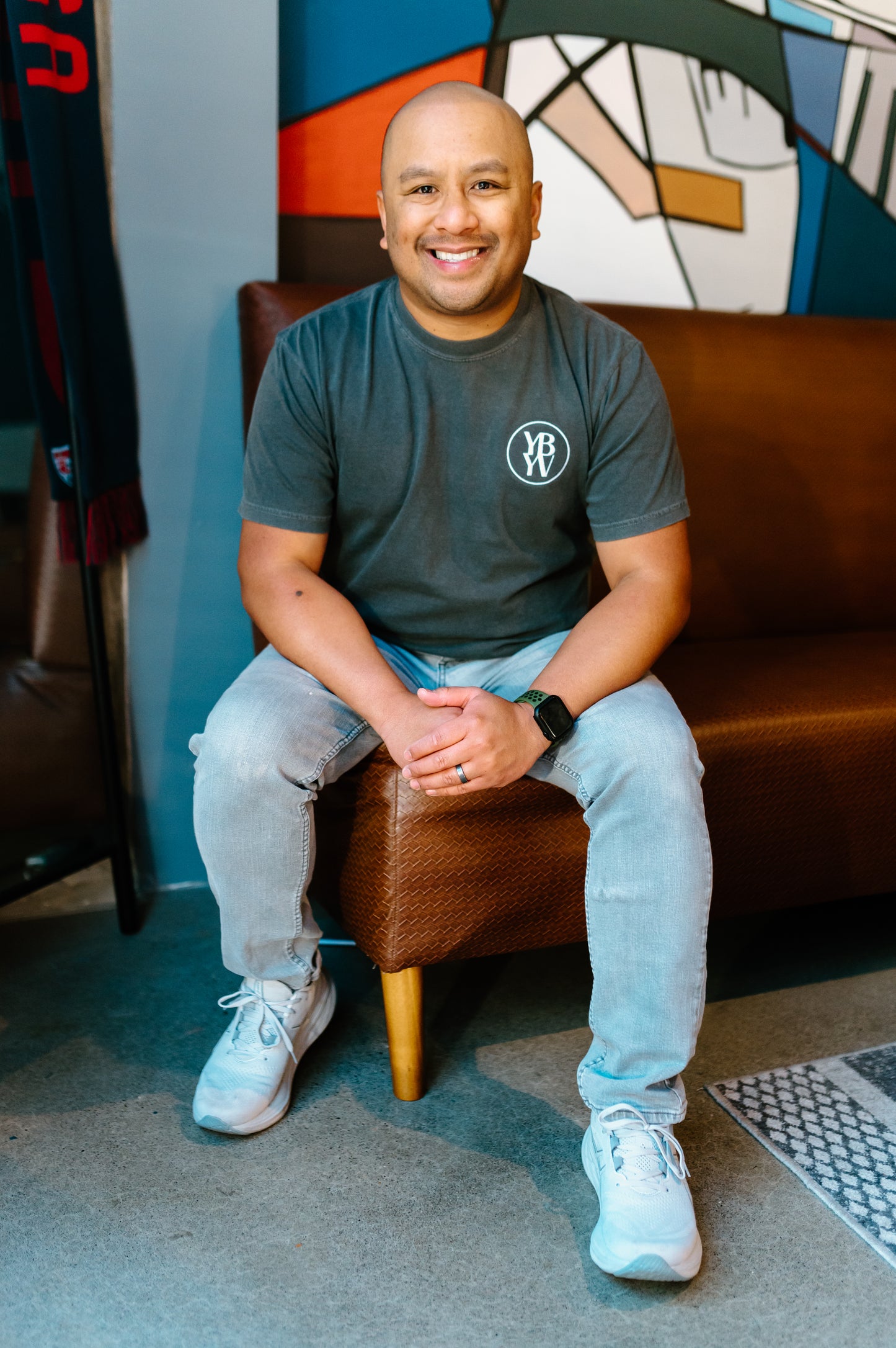 YBYV Comfort Colors T-Shirt with White Embroidered Circle Logo