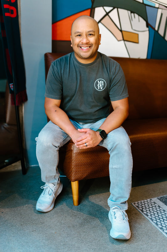 YBYV Comfort Colors T-Shirt with White Embroidered Circle Logo