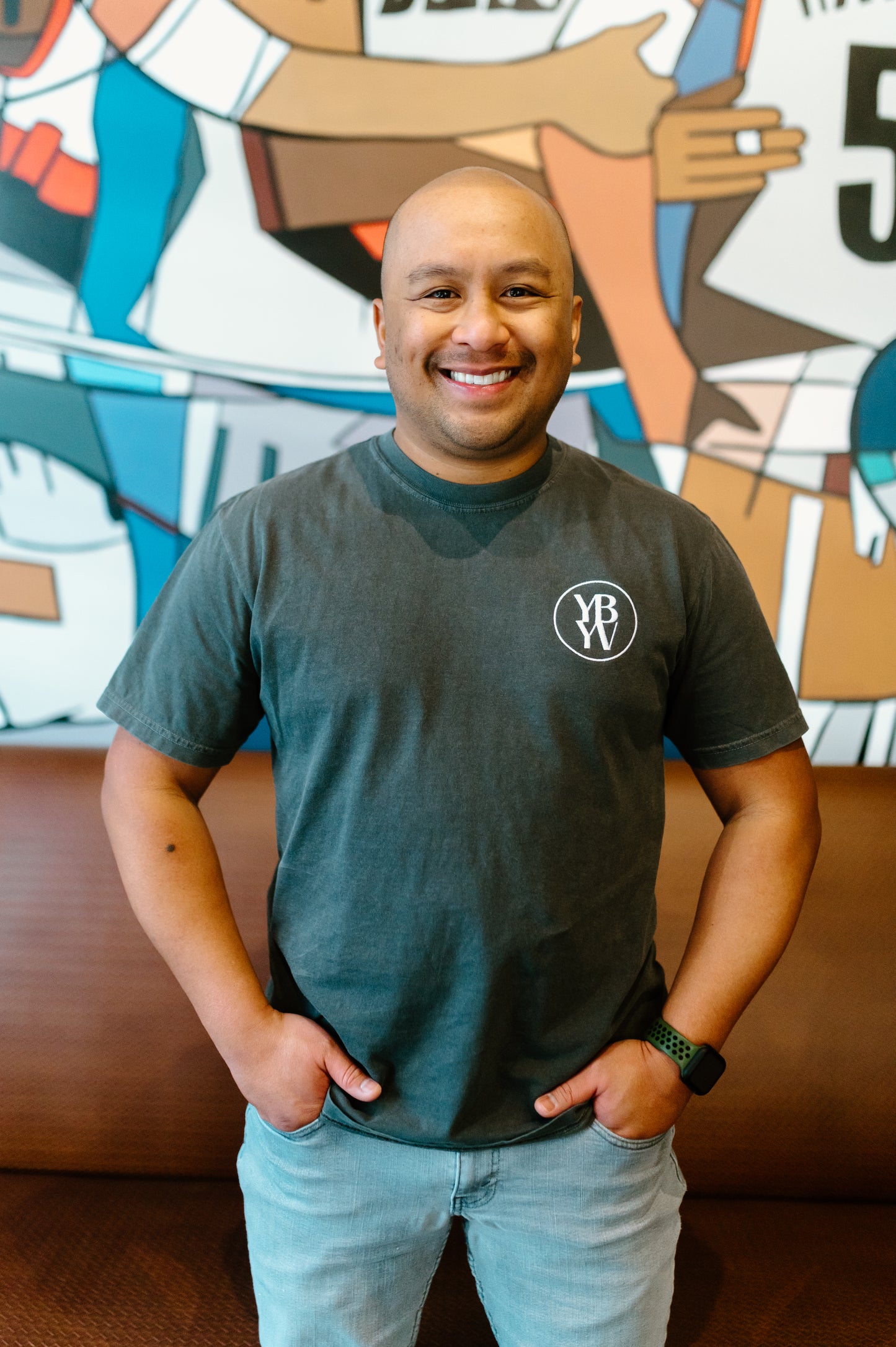 YBYV Comfort Colors T-Shirt with White Embroidered Circle Logo