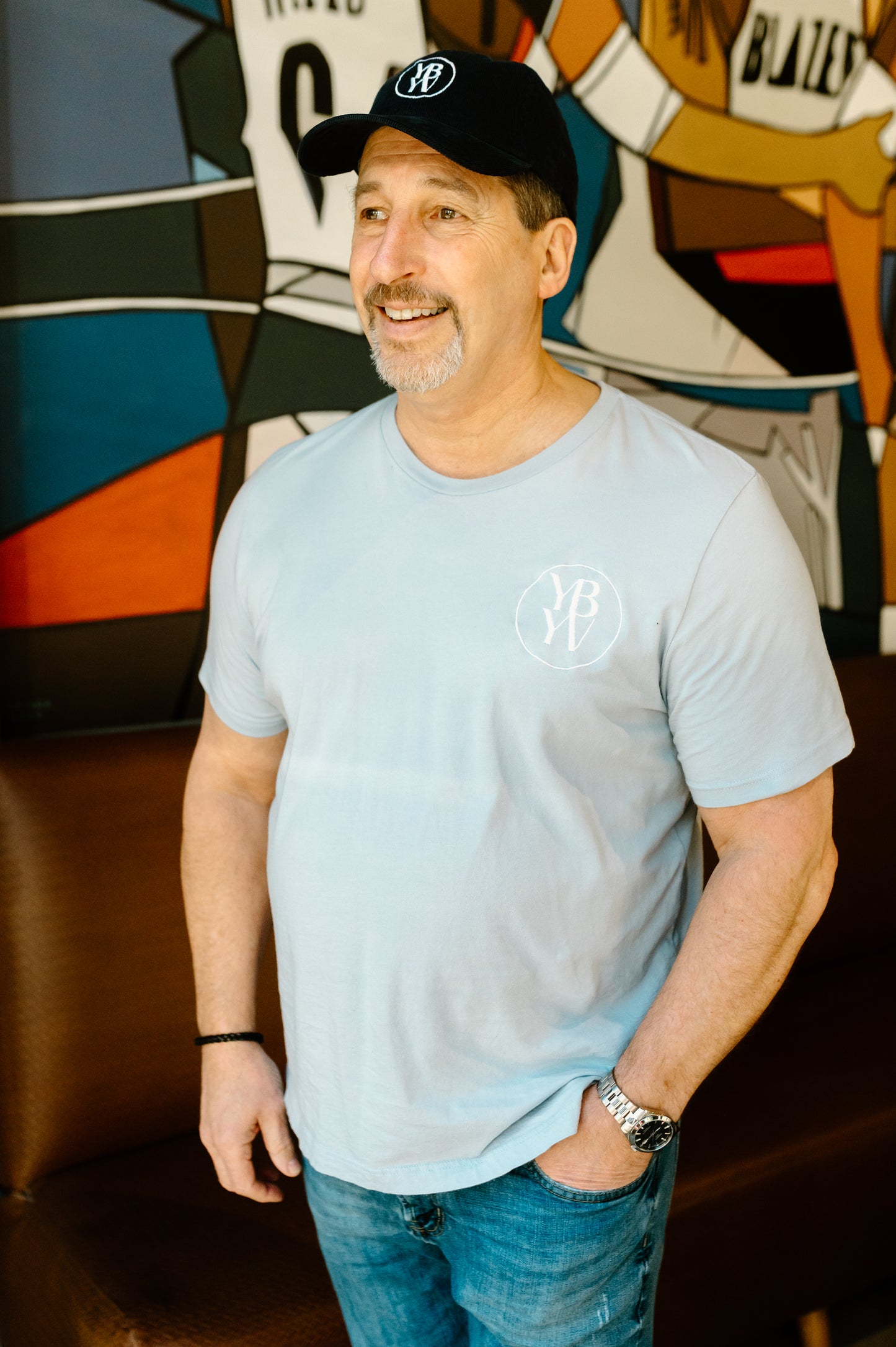 YBYV Comfort Colors T-Shirt with White Embroidered Circle Logo