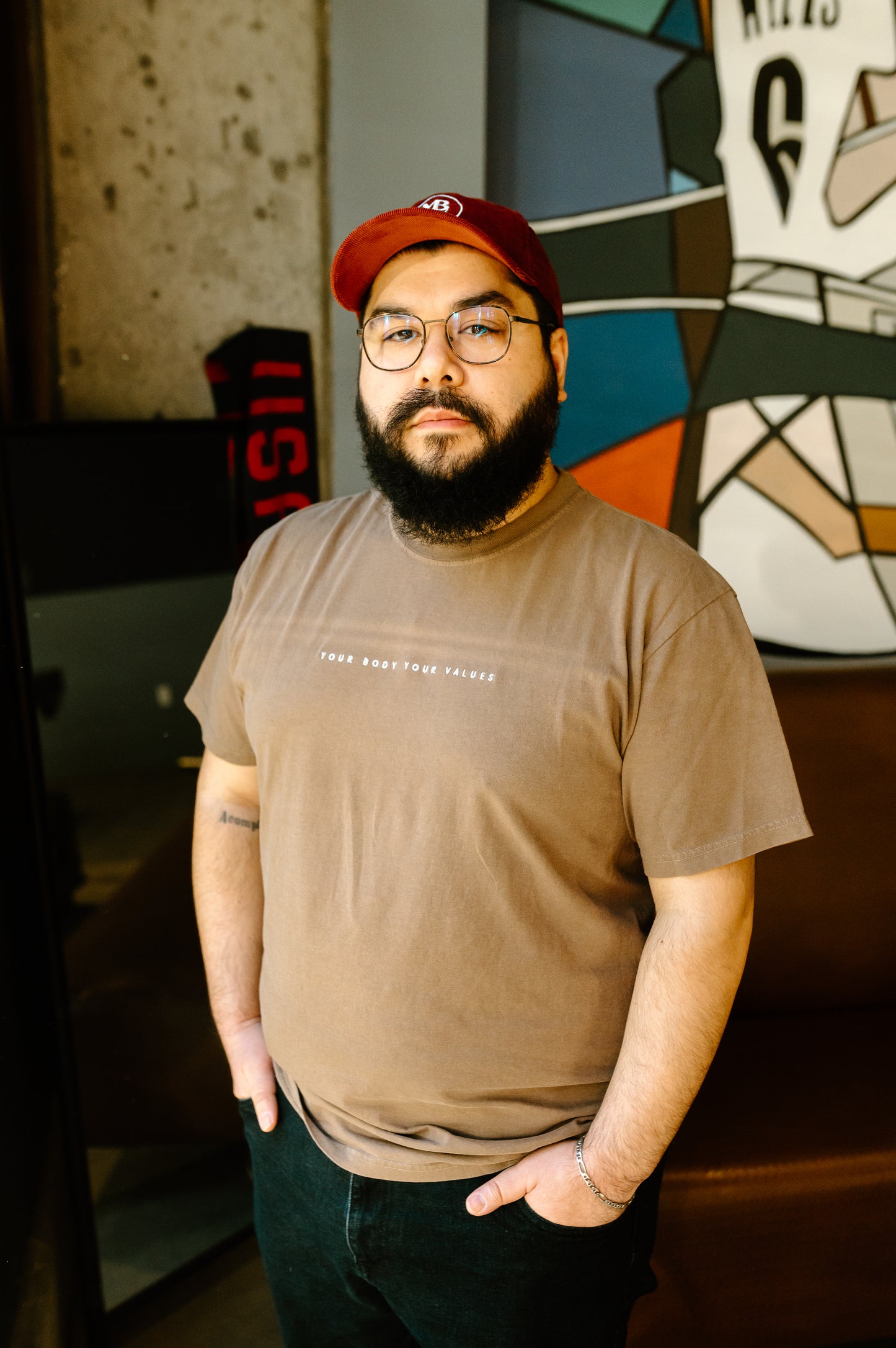 YBYV Comfort Colors T-Shirt with White Embroidered Minimalist Font