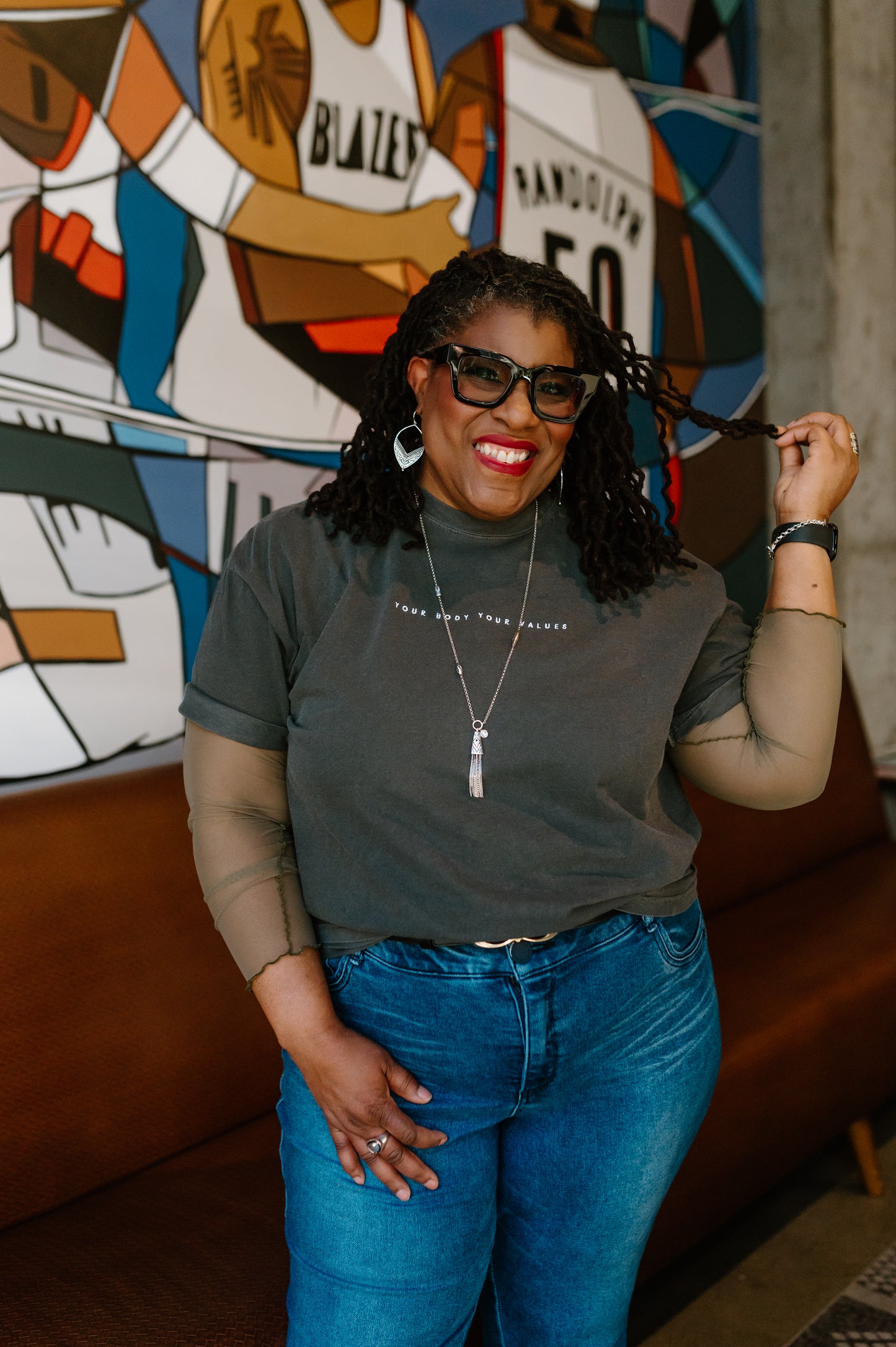 YBYV Comfort Colors T-Shirt with White Embroidered Minimalist Font