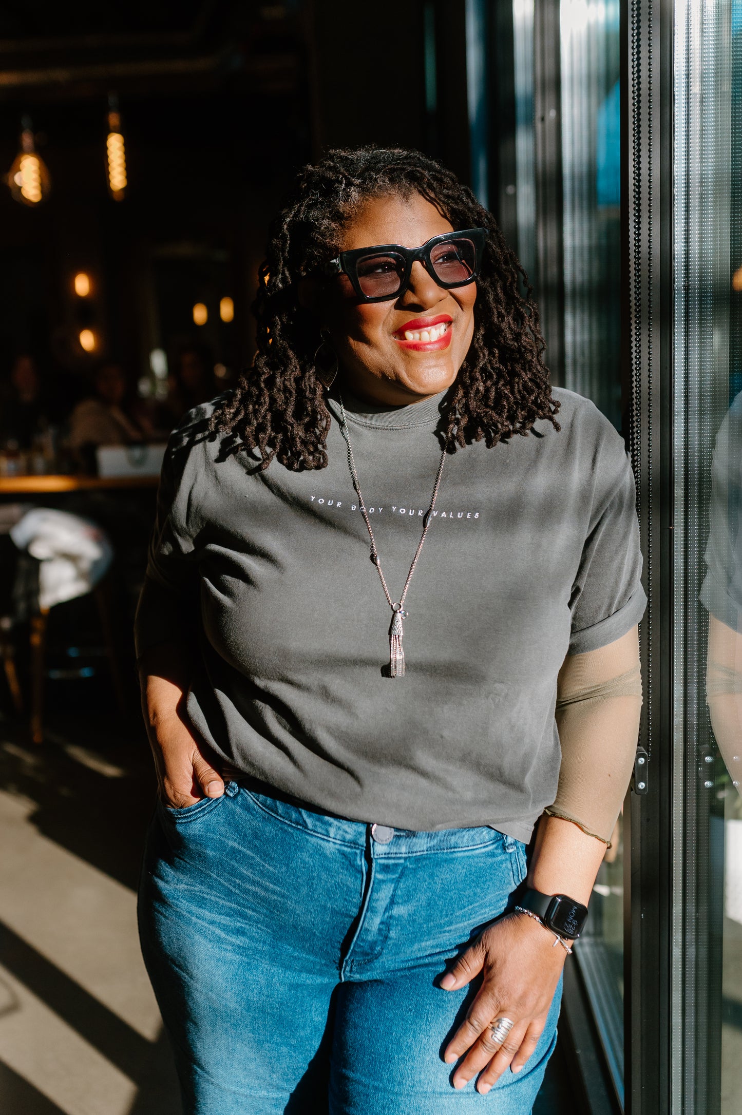 YBYV Comfort Colors T-Shirt with White Embroidered Minimalist Font