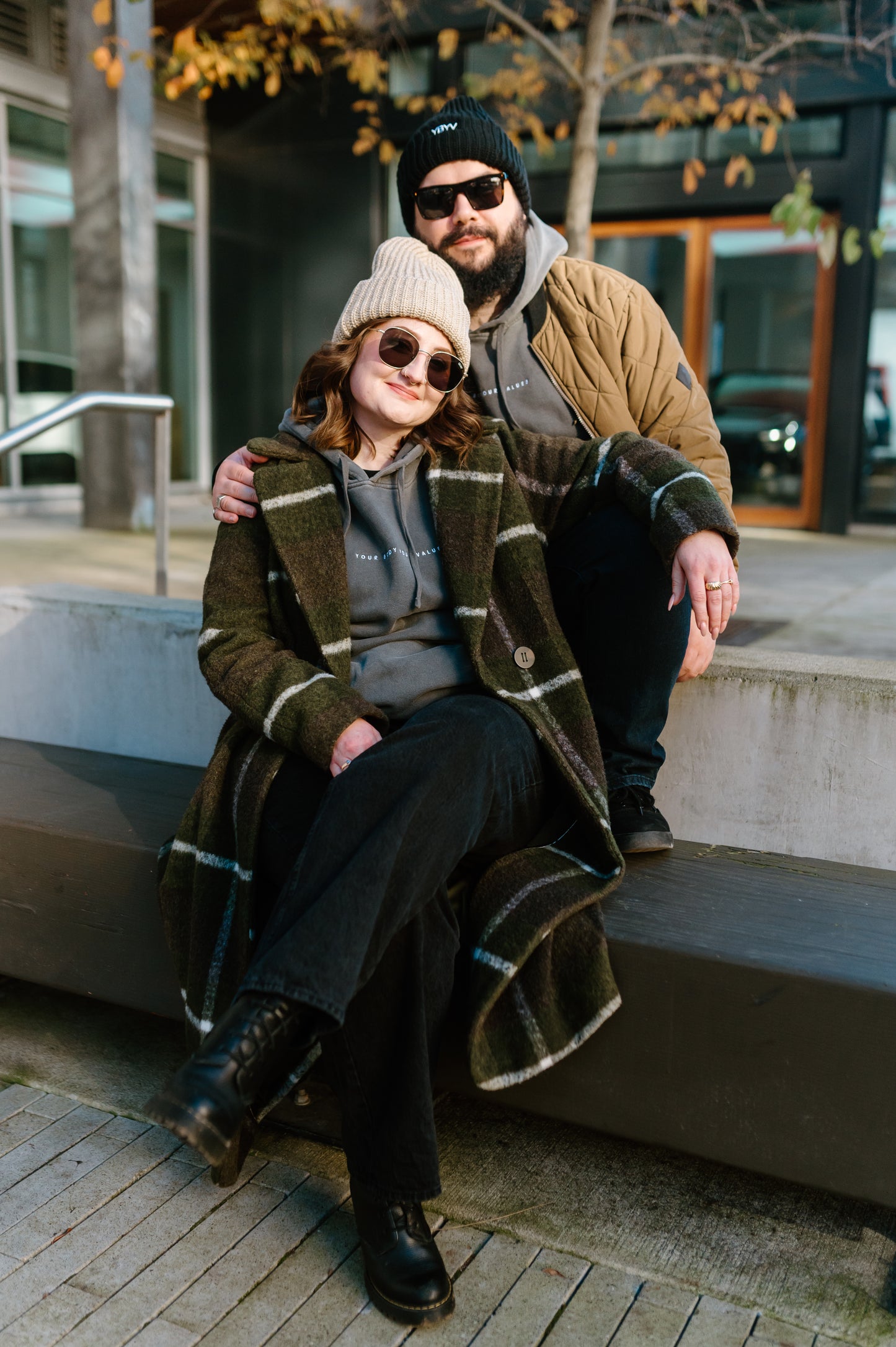 YBYV Unisex Hoodie with Embroidered Minimalist Font