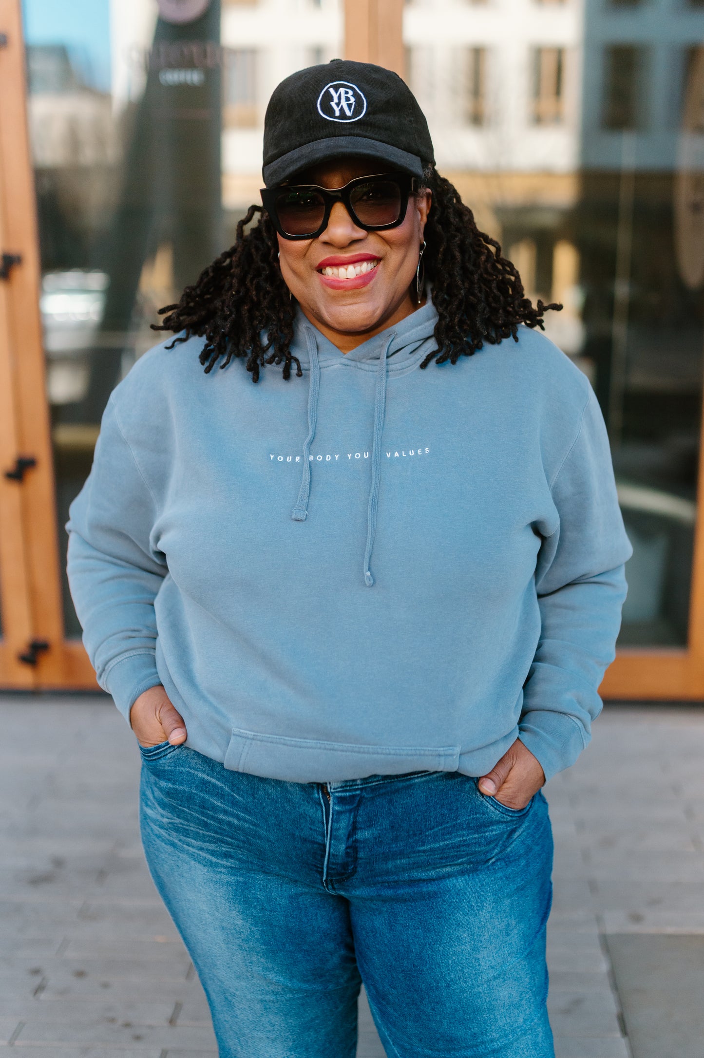 YBYV Unisex Hoodie with Embroidered Minimalist Font