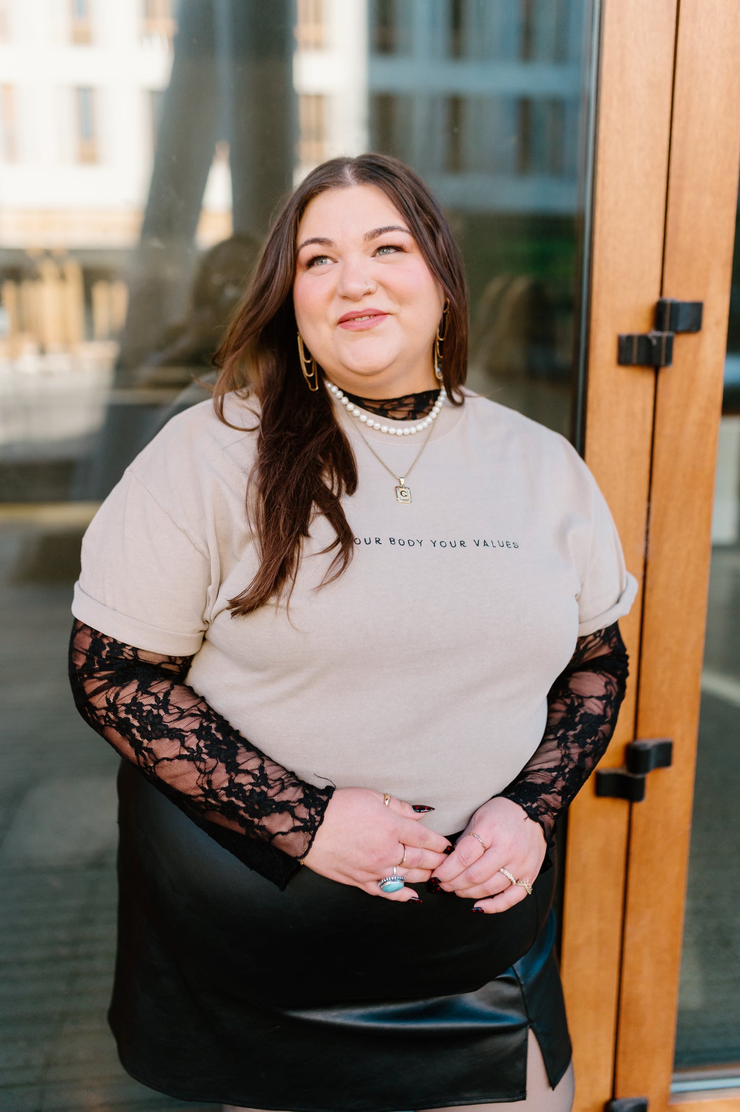 YBYV Oversized Faded T-Shirt with Embroidered Minimalist Font