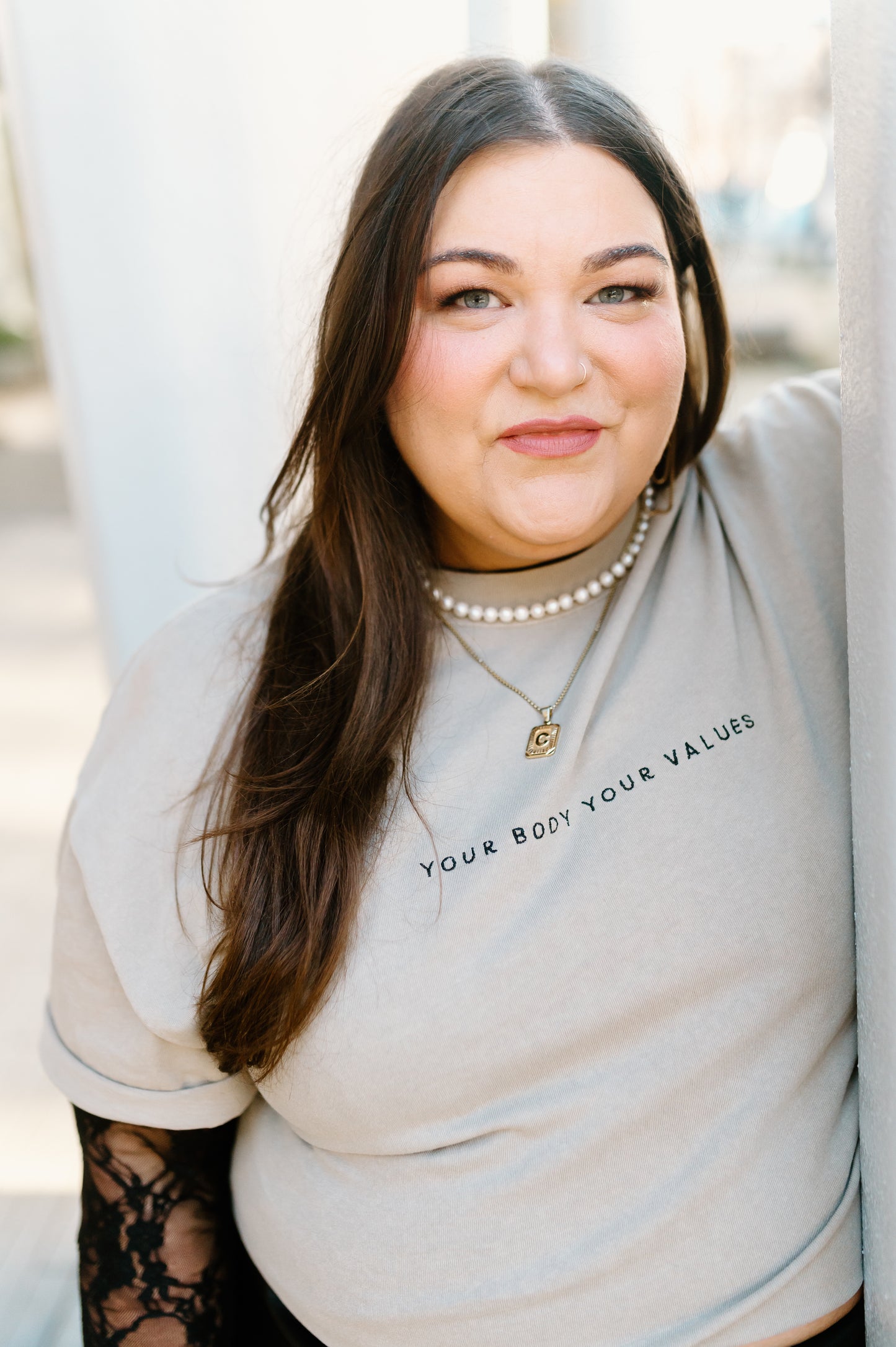 YBYV Oversized Faded T-Shirt with Embroidered Minimalist Font