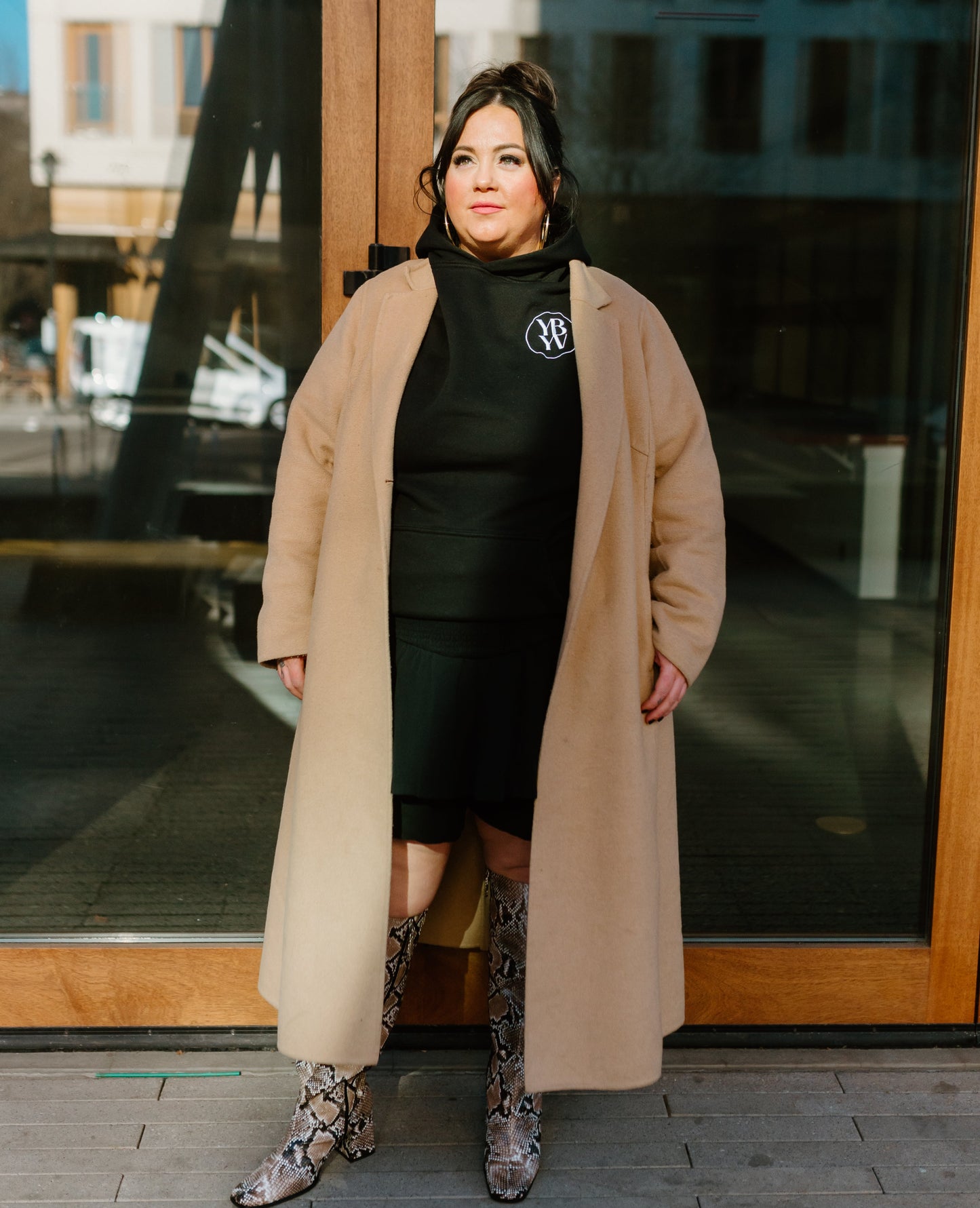 YBYV Oversized Hoodie with Embroidered Circle Logo