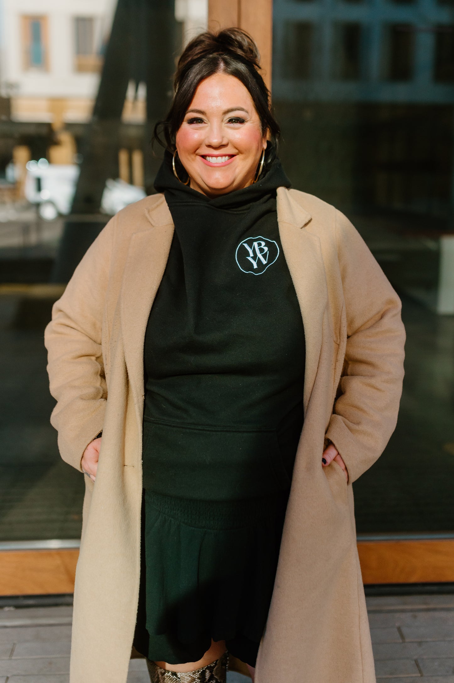 YBYV Oversized Hoodie with Embroidered Circle Logo