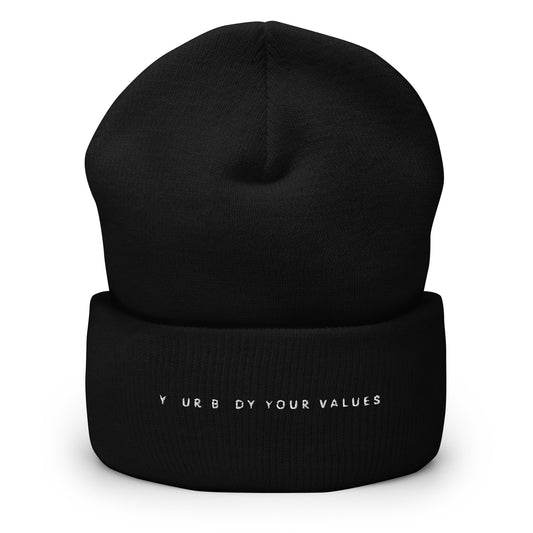 YBYV Cuffed Beanie with Minimalist Font