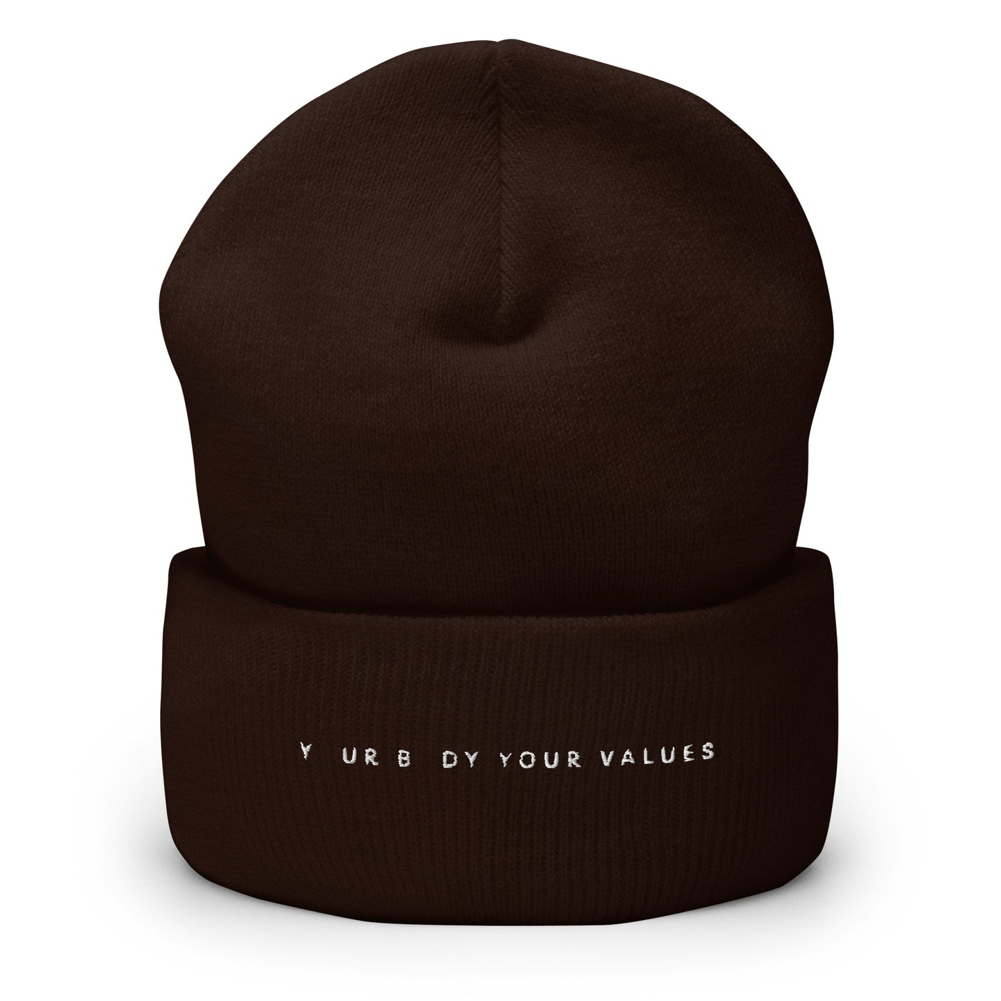 YBYV Cuffed Beanie with Minimalist Font