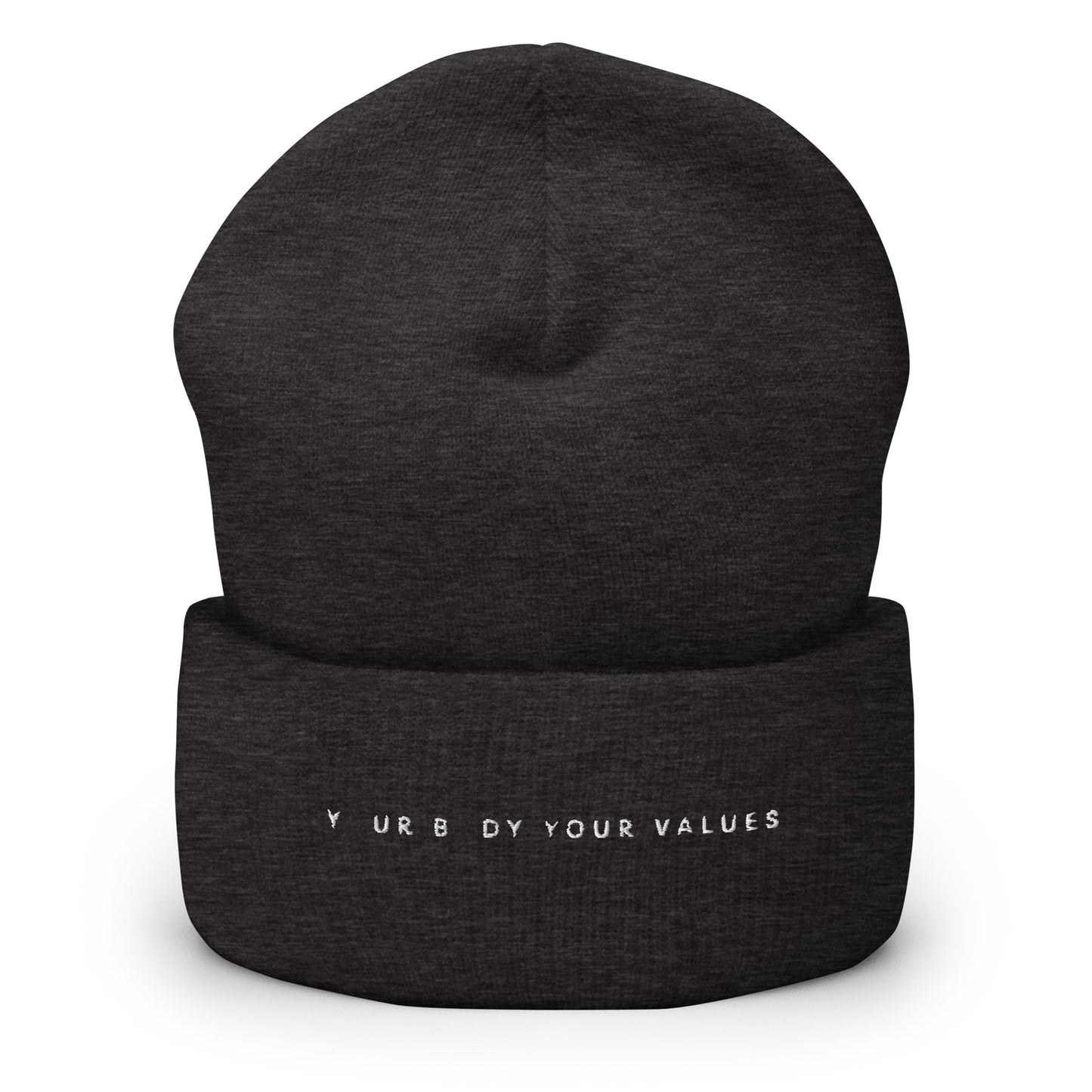 YBYV Cuffed Beanie with Minimalist Font