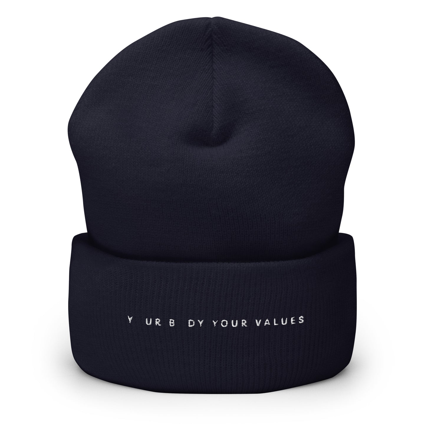 YBYV Cuffed Beanie with Minimalist Font