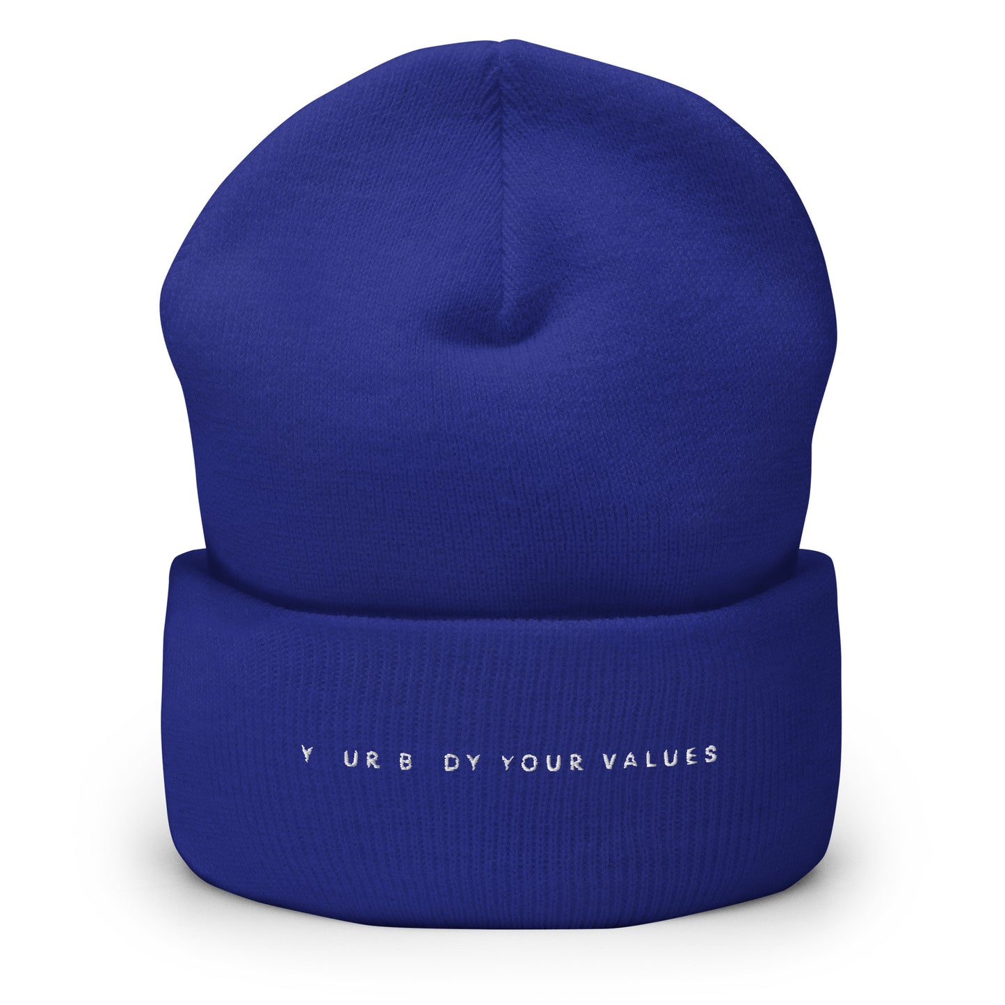 YBYV Cuffed Beanie with Minimalist Font