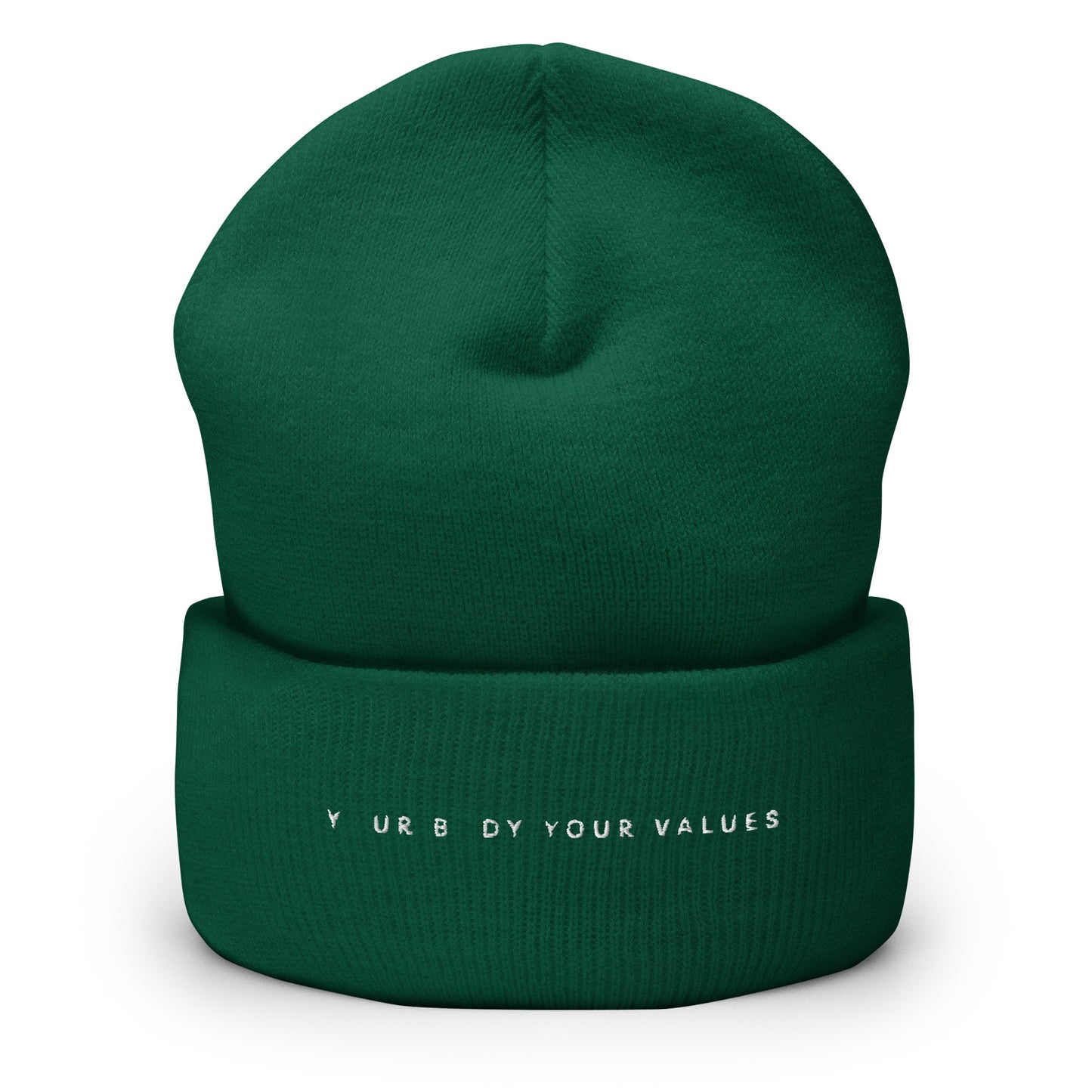 YBYV Cuffed Beanie with Minimalist Font