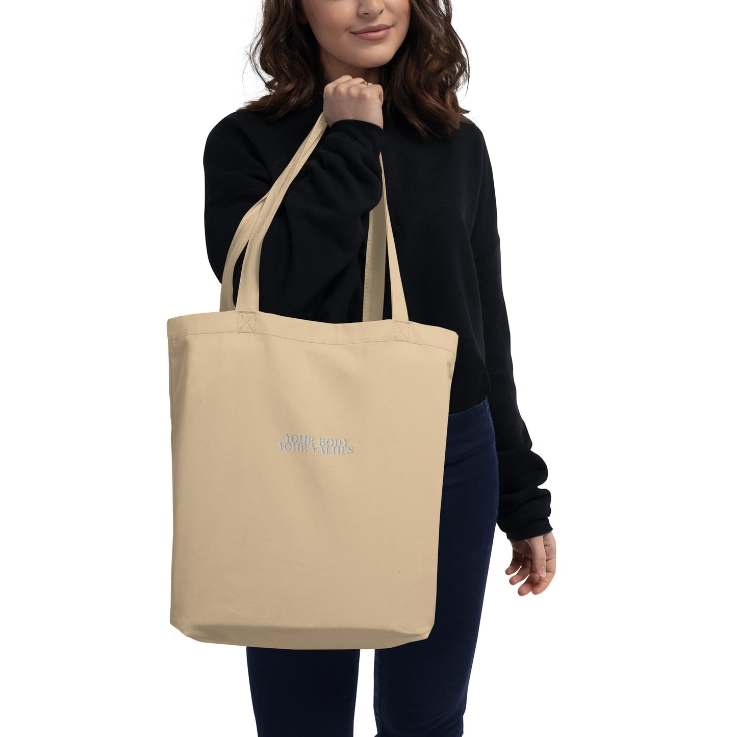 YBYV Organic Cotton Tote Bag with Embroidered Retro Font