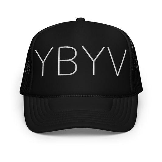 YBYV Foam Trucker Hat with Embroidered Large Minimalist Logo