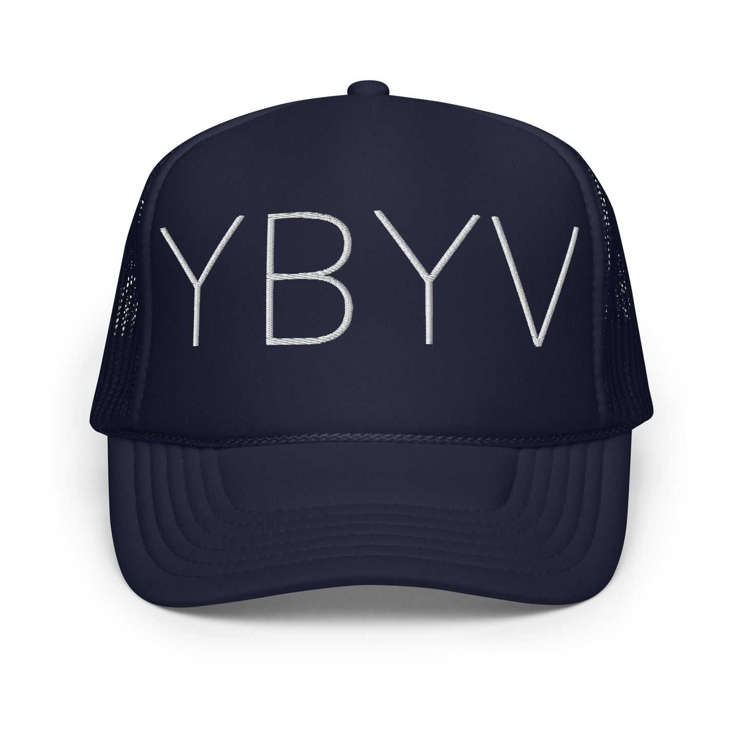 YBYV Foam Trucker Hat with Embroidered Large Minimalist Logo