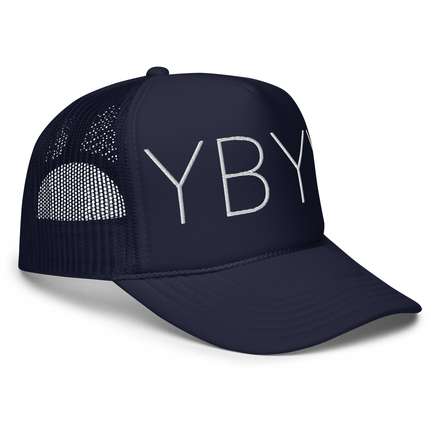 YBYV Foam Trucker Hat with Embroidered Large Minimalist Logo