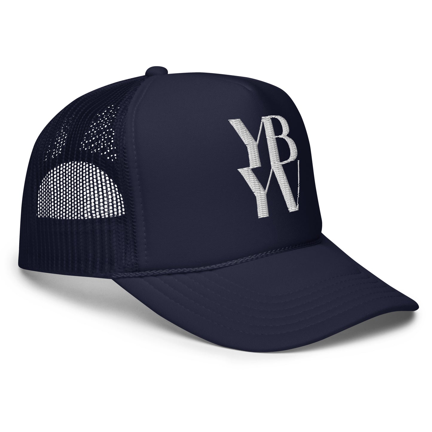 YBYV Foam Trucker Hat with Embroidered Circle Logo