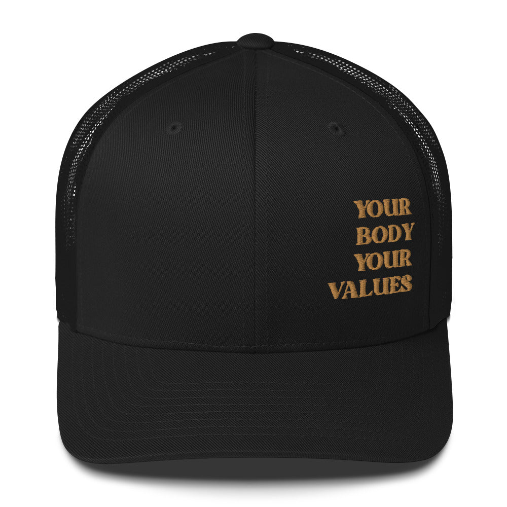 YBYV Trucker Cap with Embroidered Retro Font