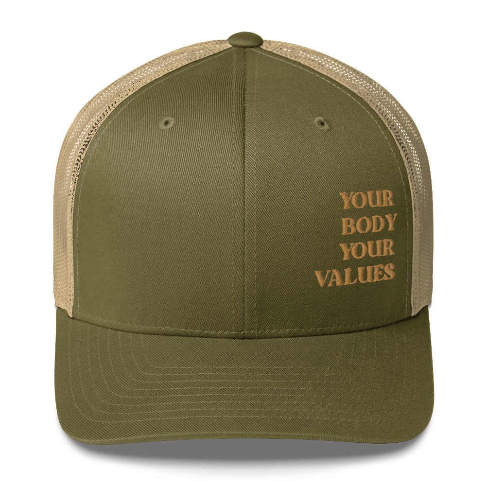 YBYV Trucker Cap with Embroidered Retro Font