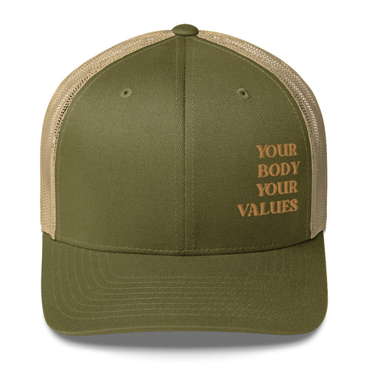 YBYV Trucker Cap with Embroidered Retro Font