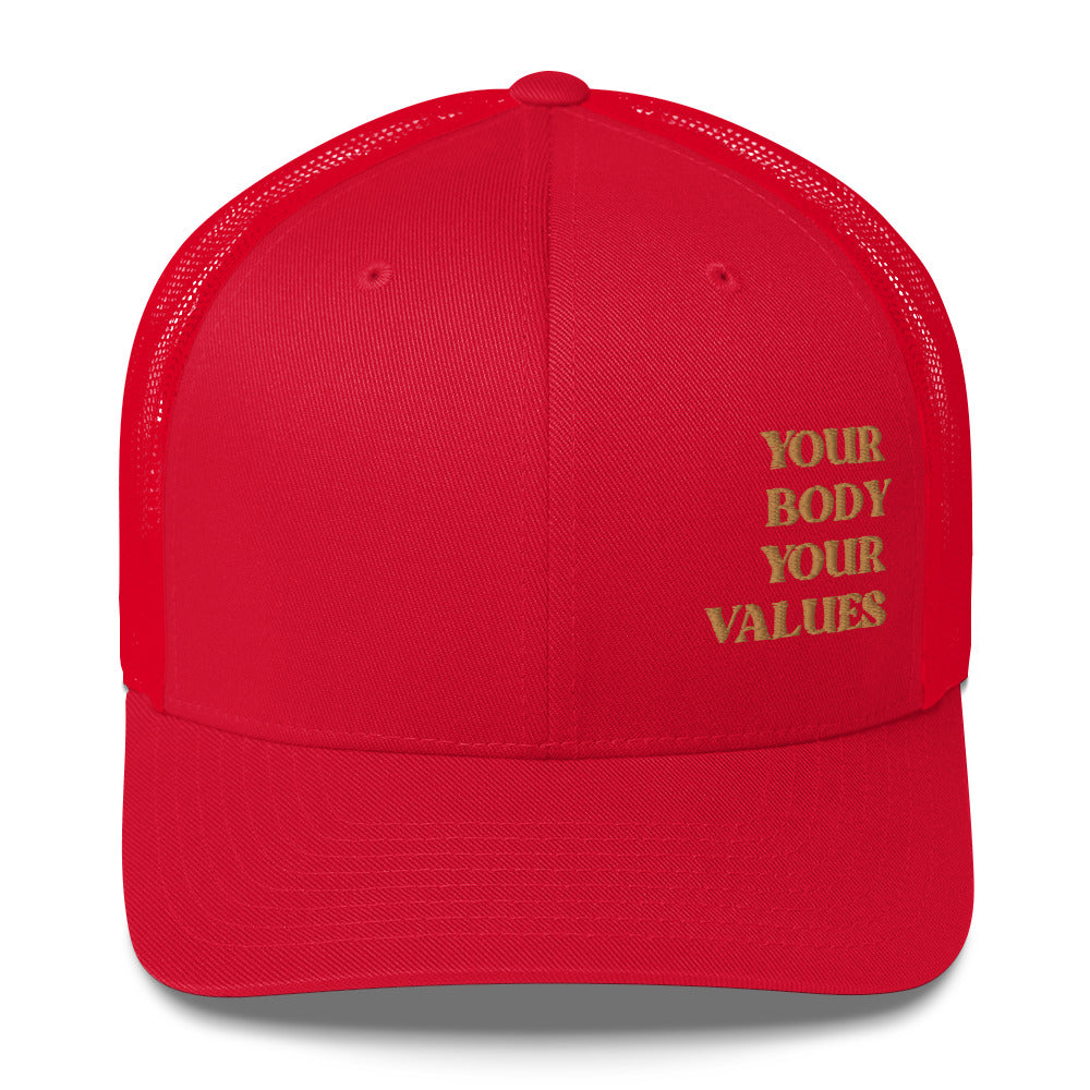 YBYV Trucker Cap with Embroidered Retro Font