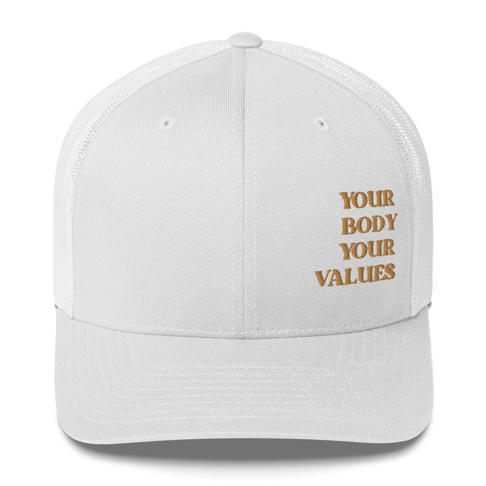 YBYV Trucker Cap with Embroidered Retro Font