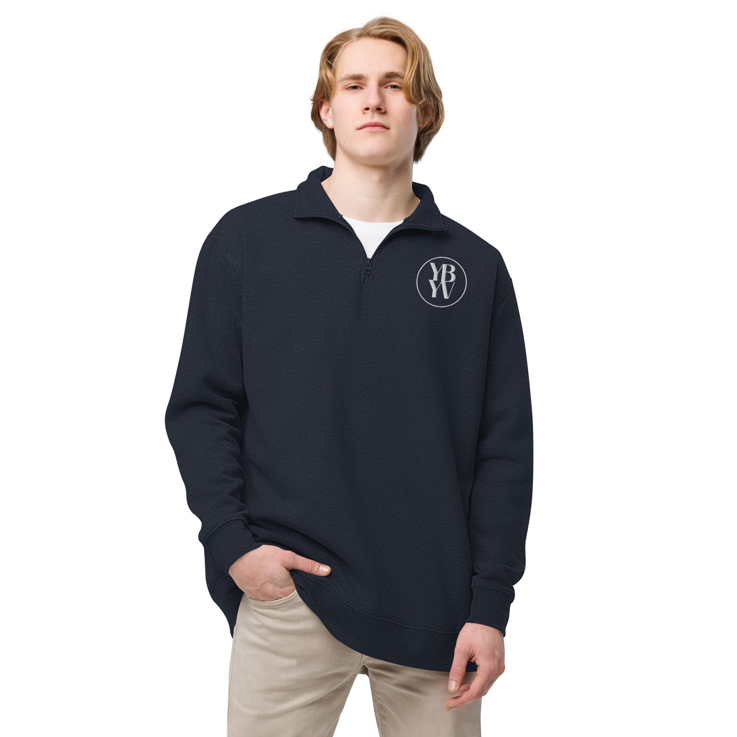 YBYV Quarter Zip Pullover with Embroidered Circle Logo