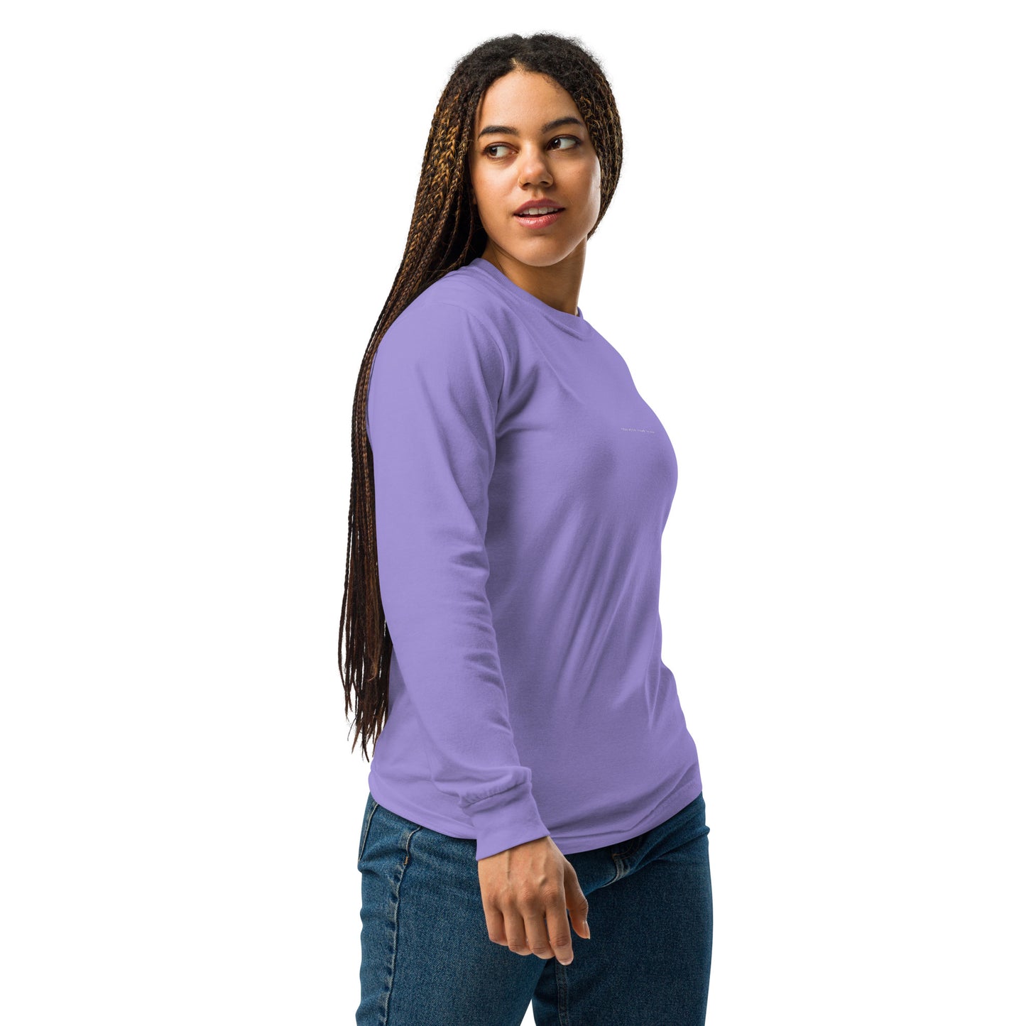 YBYV Comfort Colors Long Sleeve Shirt with Embroidered Minimalist Font