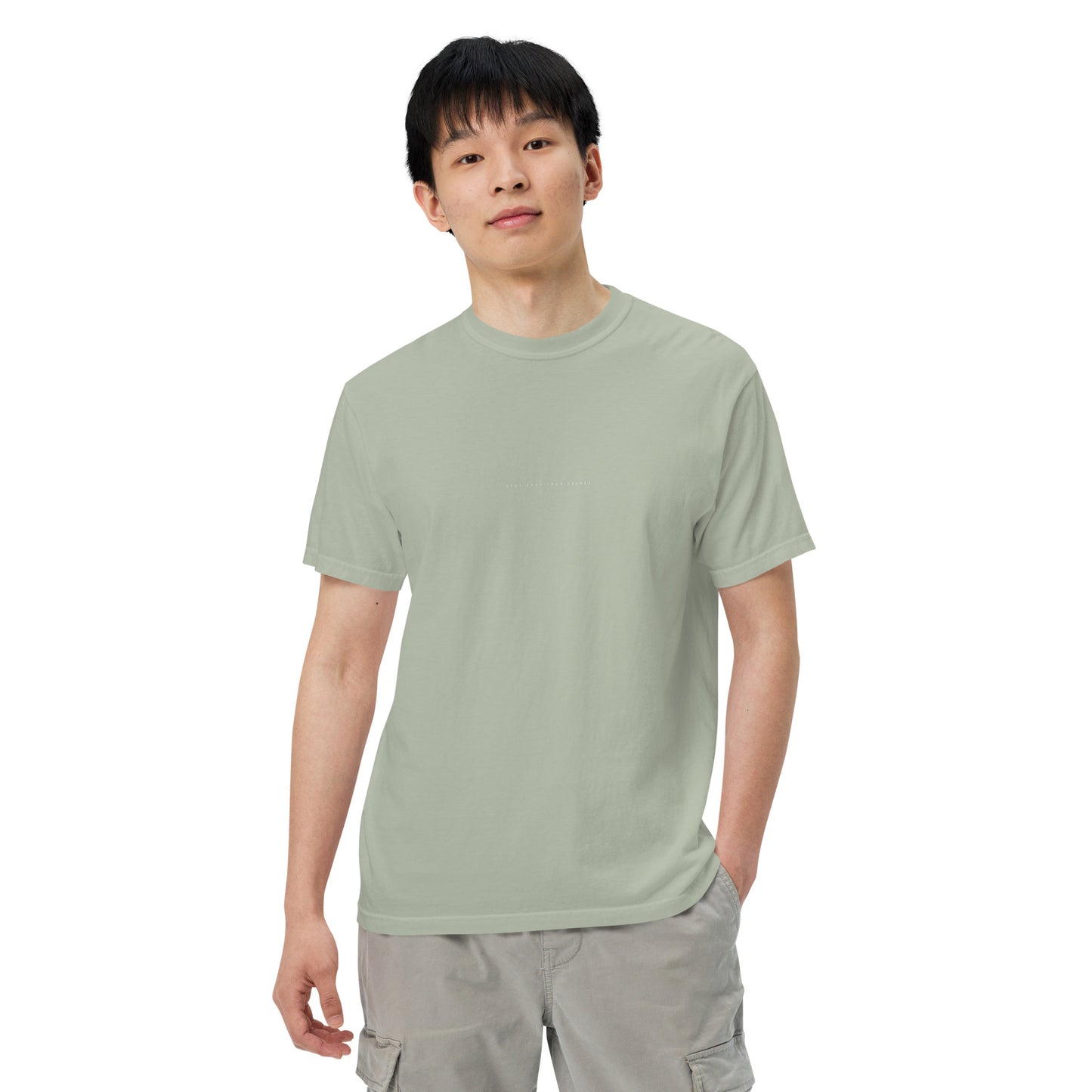 YBYV Comfort Colors T-Shirt with White Embroidered Minimalist Font