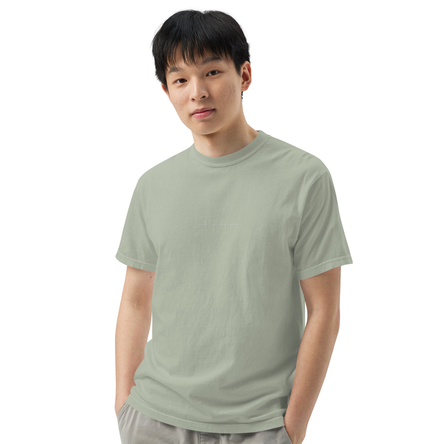 YBYV Comfort Colors T-Shirt with White Embroidered Minimalist Font