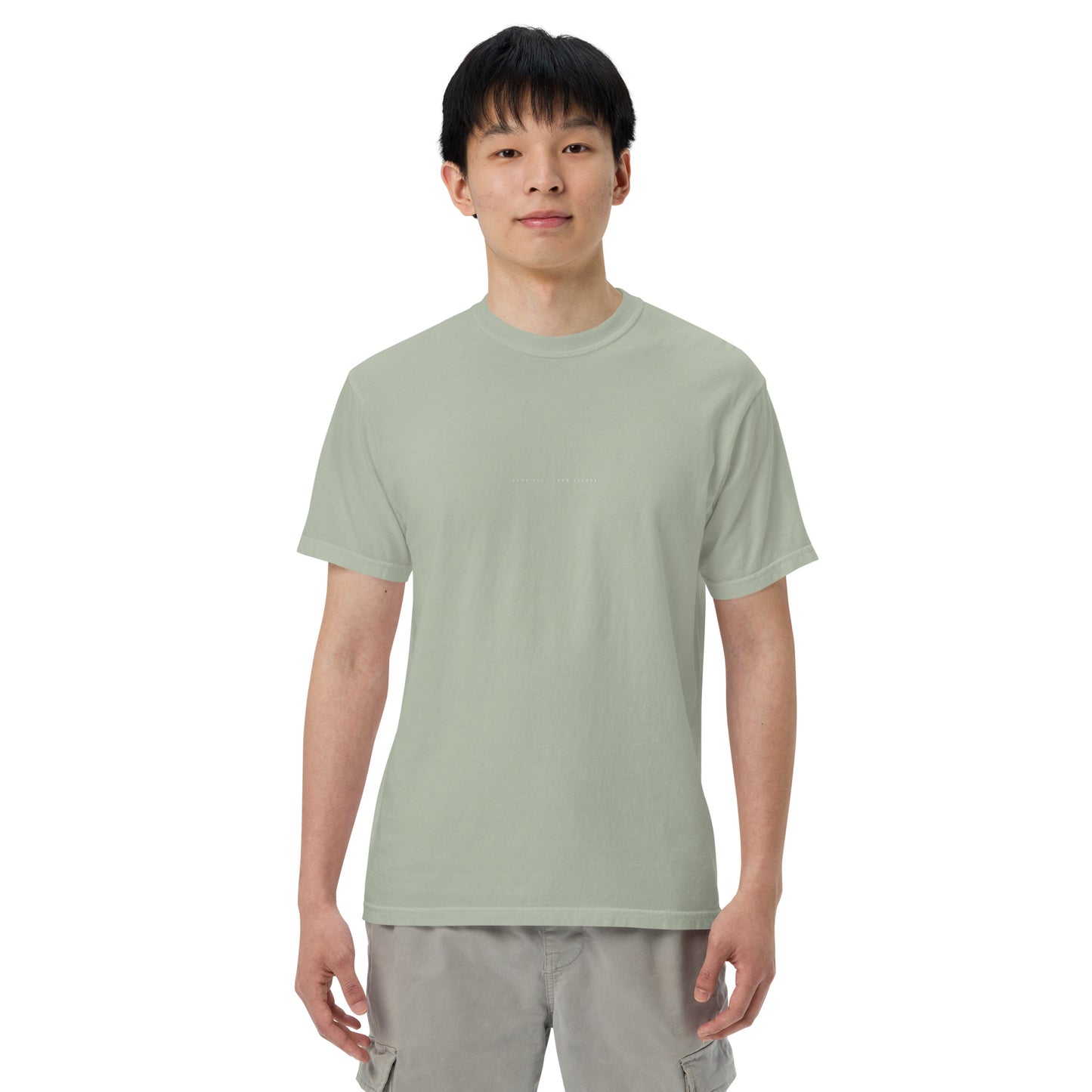 YBYV Comfort Colors T-Shirt with White Embroidered Minimalist Font