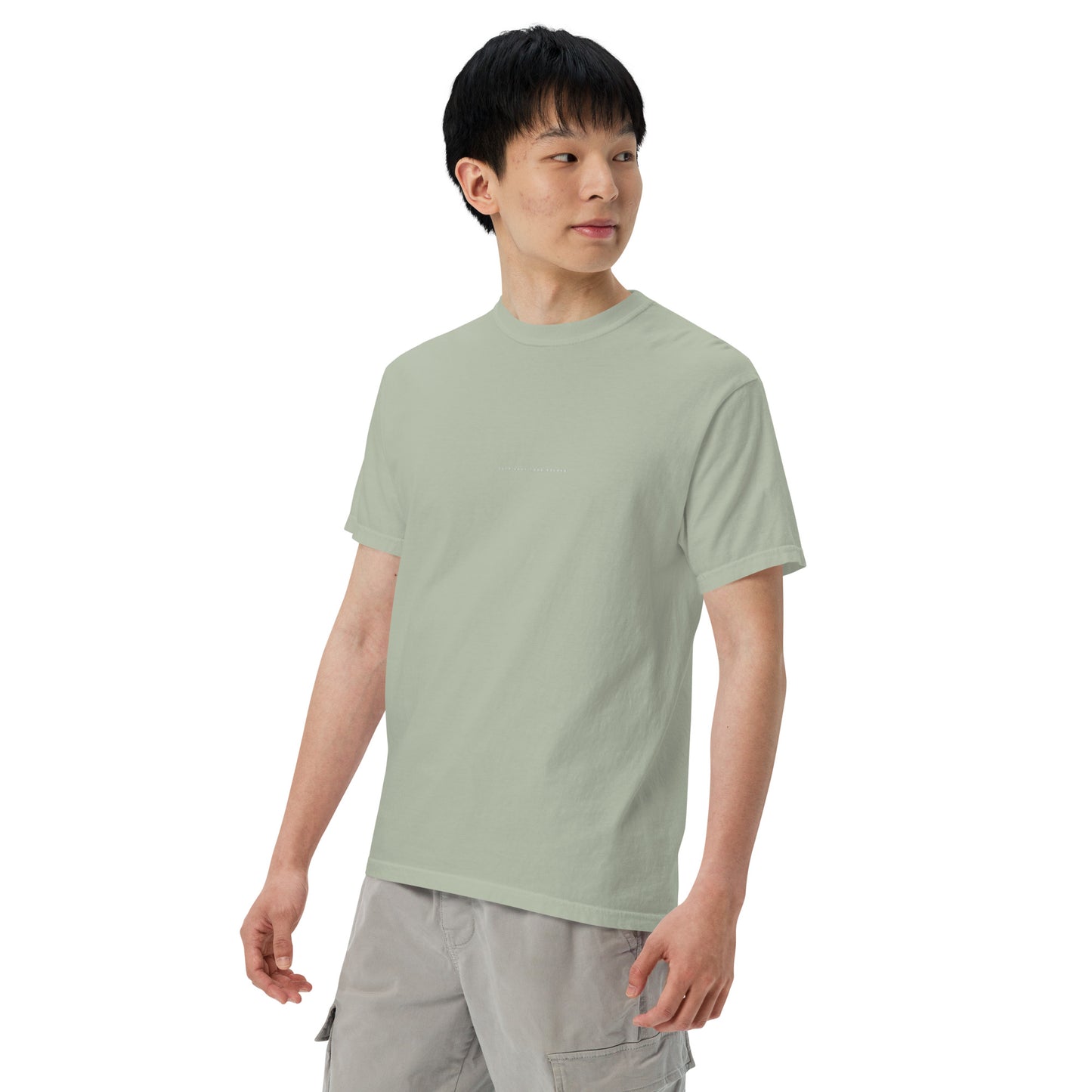 YBYV Comfort Colors T-Shirt with White Embroidered Minimalist Font