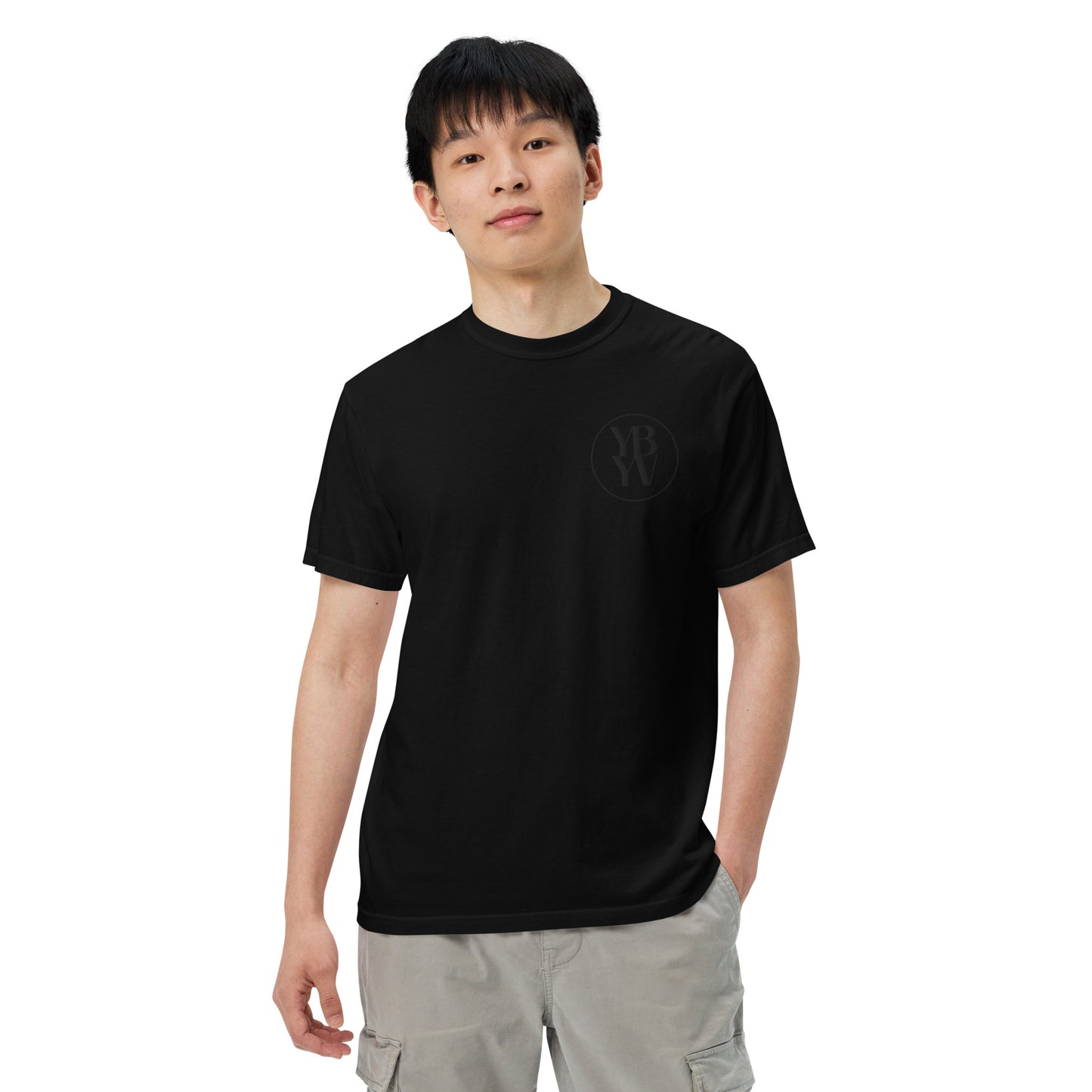 YBYV Comfort Colors T-Shirt with Black Embroidered Circle Logo