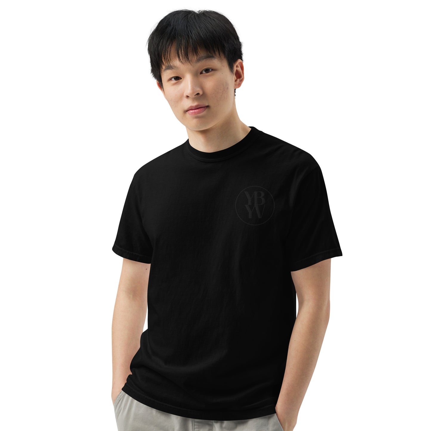 YBYV Comfort Colors T-Shirt with Black Embroidered Circle Logo