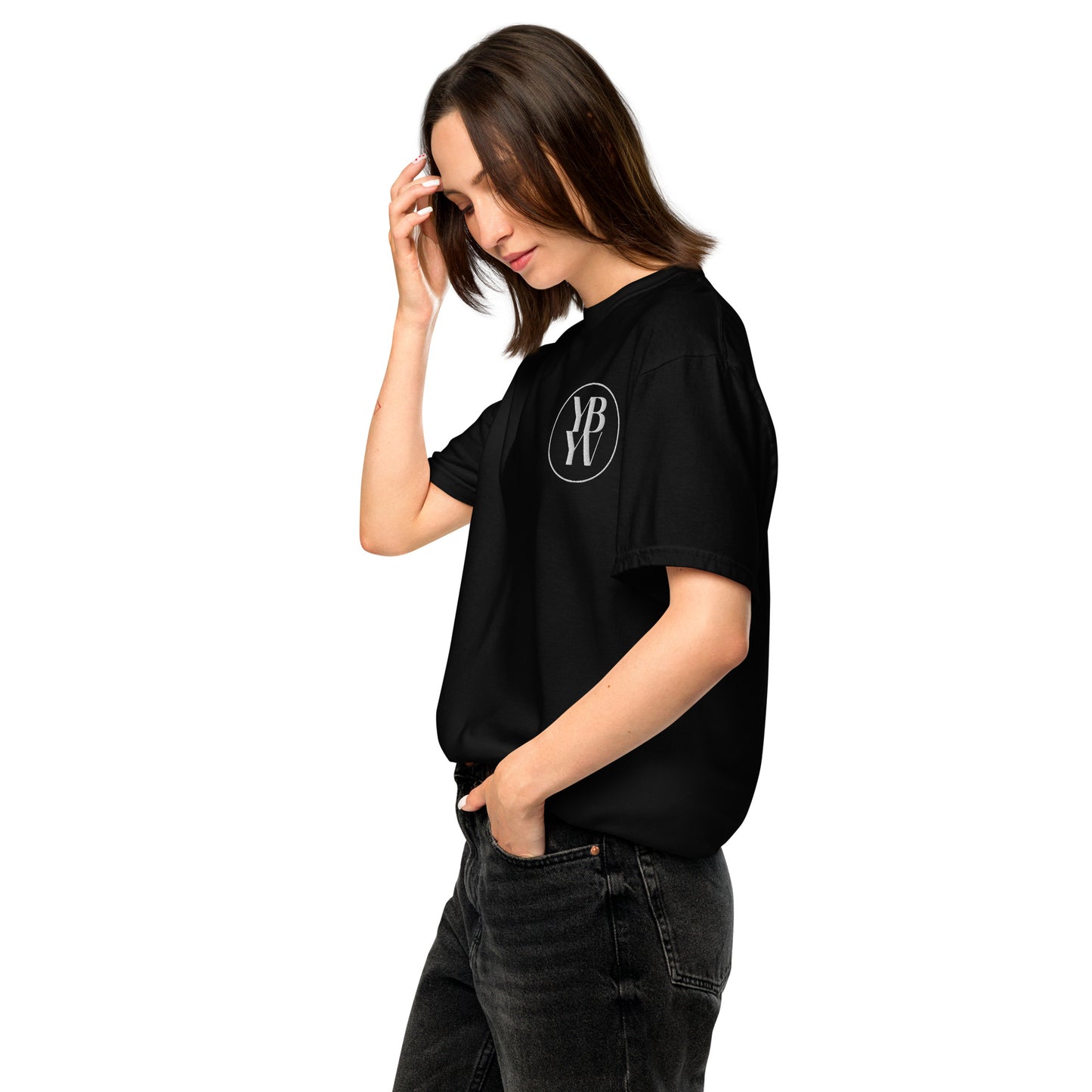 YBYV Comfort Colors T-Shirt with White Embroidered Circle Logo