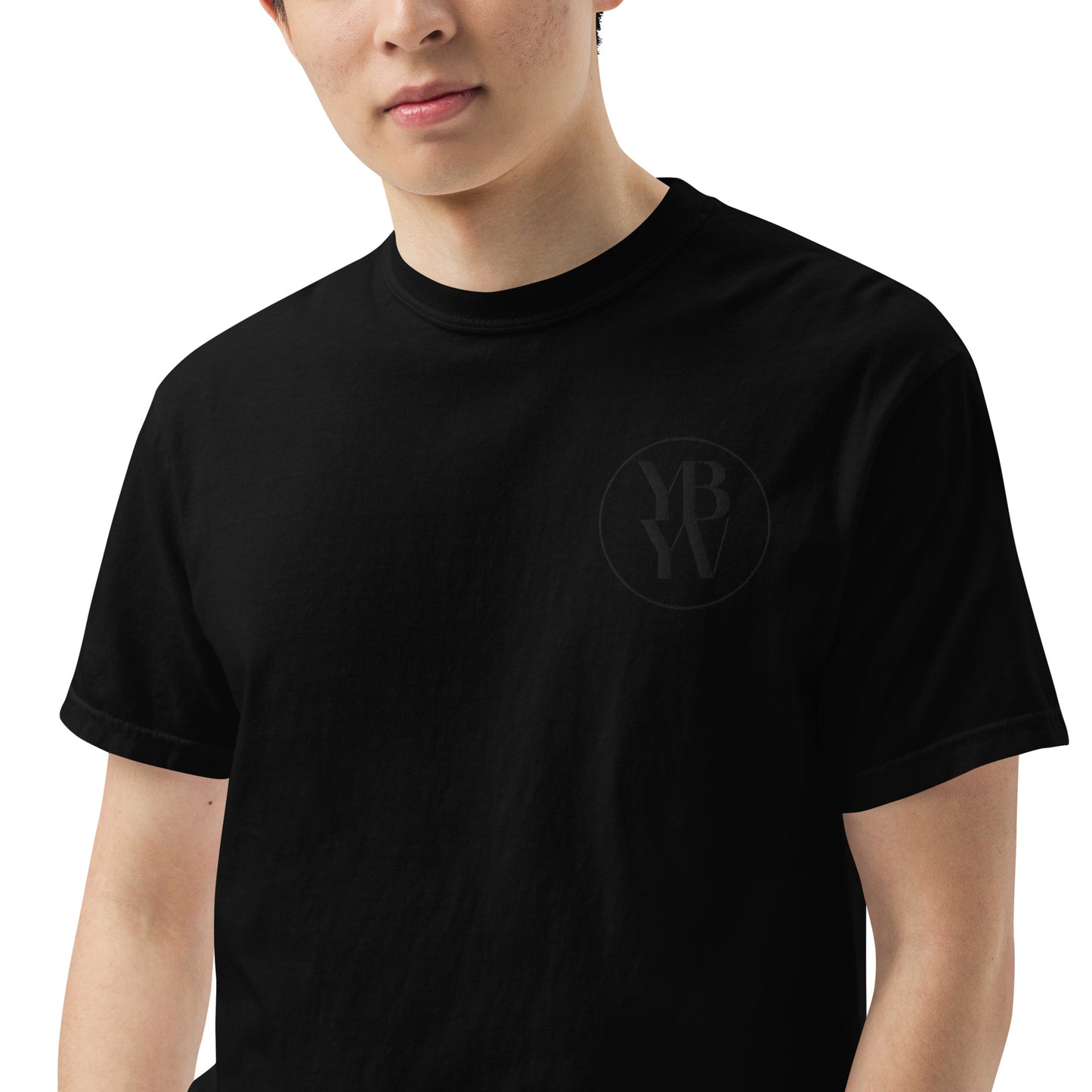 YBYV Comfort Colors T-Shirt with Black Embroidered Circle Logo