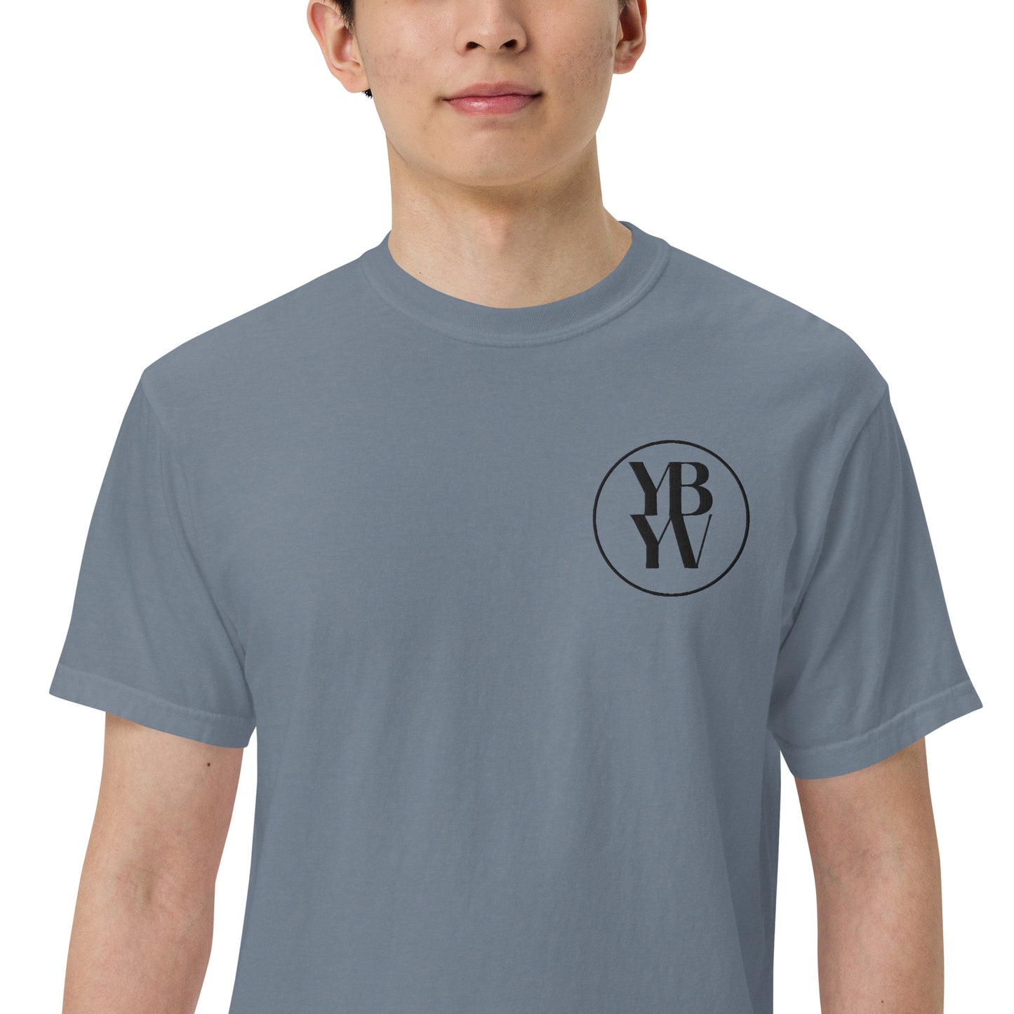 YBYV Comfort Colors T-Shirt with Black Embroidered Circle Logo