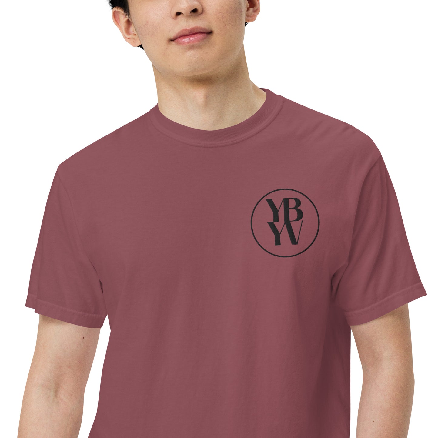 YBYV Comfort Colors T-Shirt with Black Embroidered Circle Logo