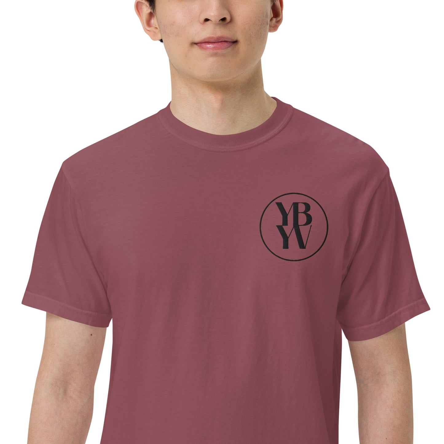 YBYV Comfort Colors T-Shirt with Black Embroidered Circle Logo