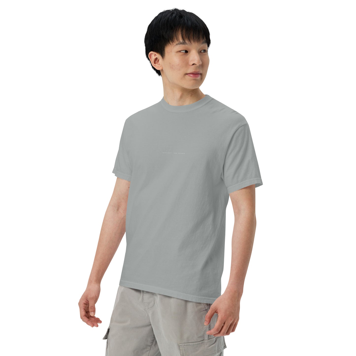 YBYV Comfort Colors T-Shirt with White Embroidered Minimalist Font