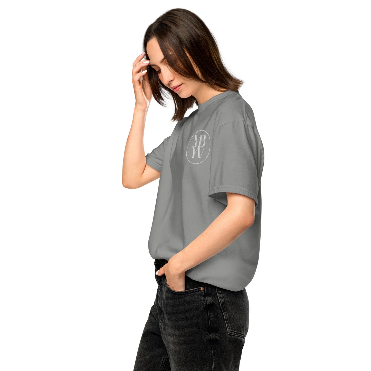 YBYV Comfort Colors T-Shirt with White Embroidered Circle Logo