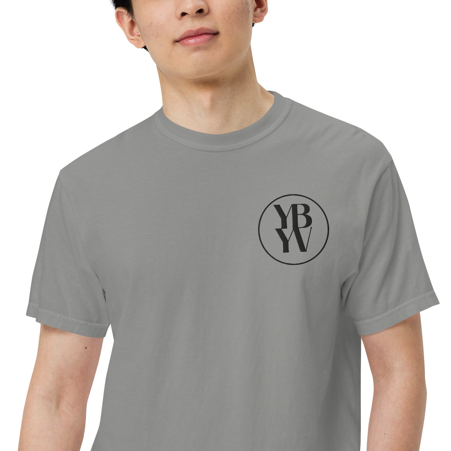 YBYV Comfort Colors T-Shirt with Black Embroidered Circle Logo