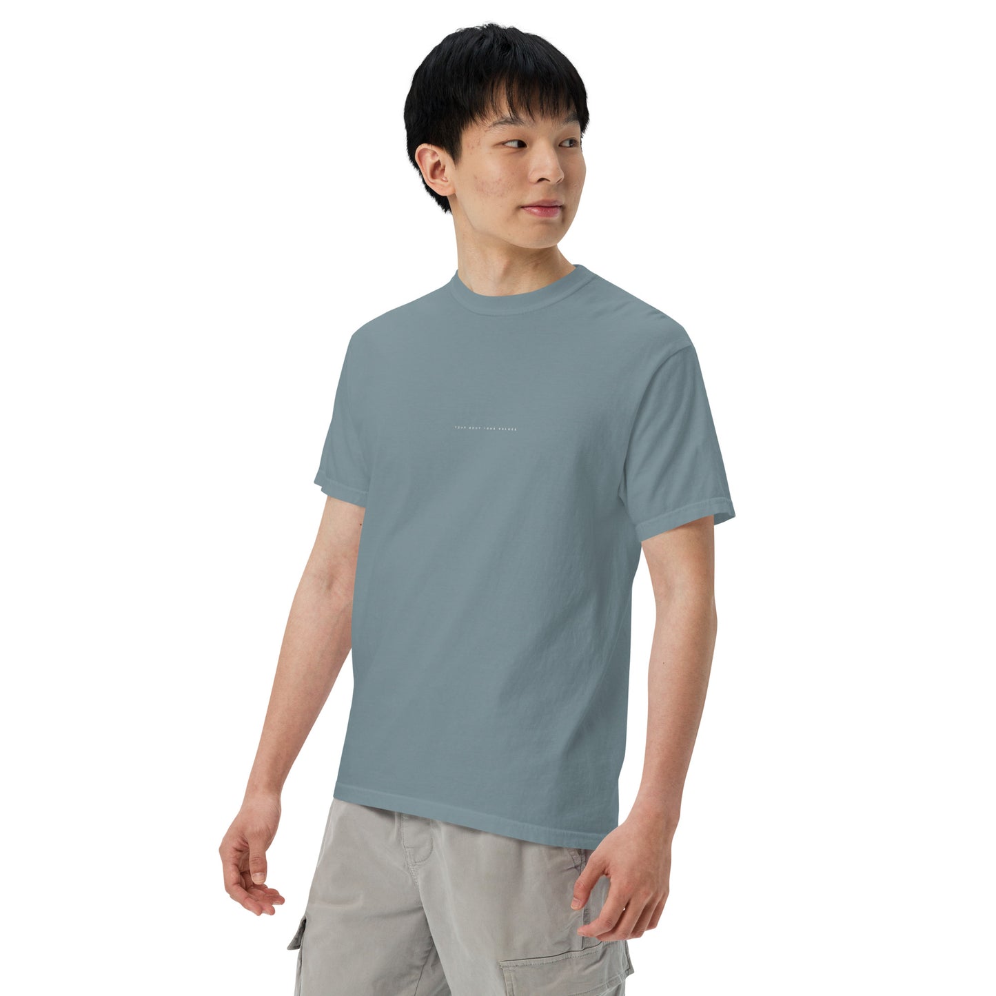 YBYV Comfort Colors T-Shirt with White Embroidered Minimalist Font