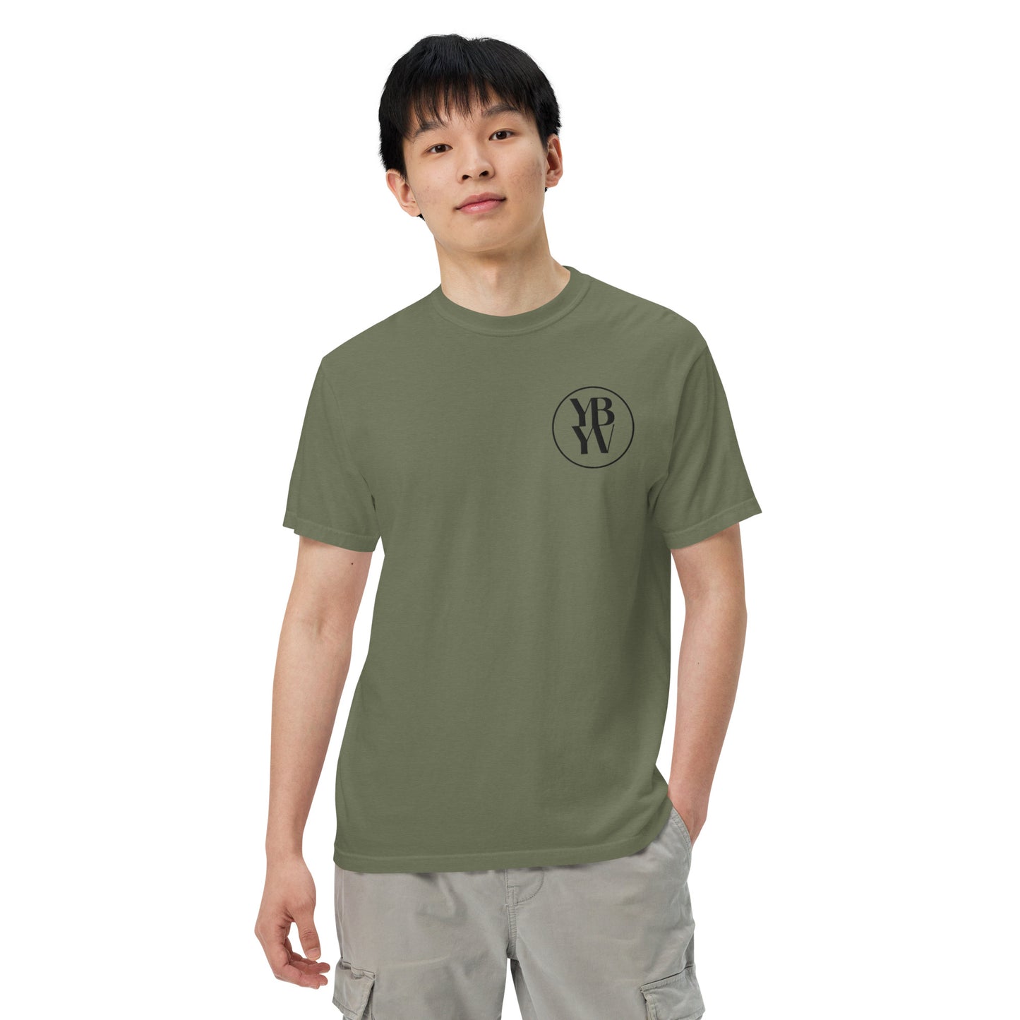 YBYV Comfort Colors T-Shirt with Black Embroidered Circle Logo