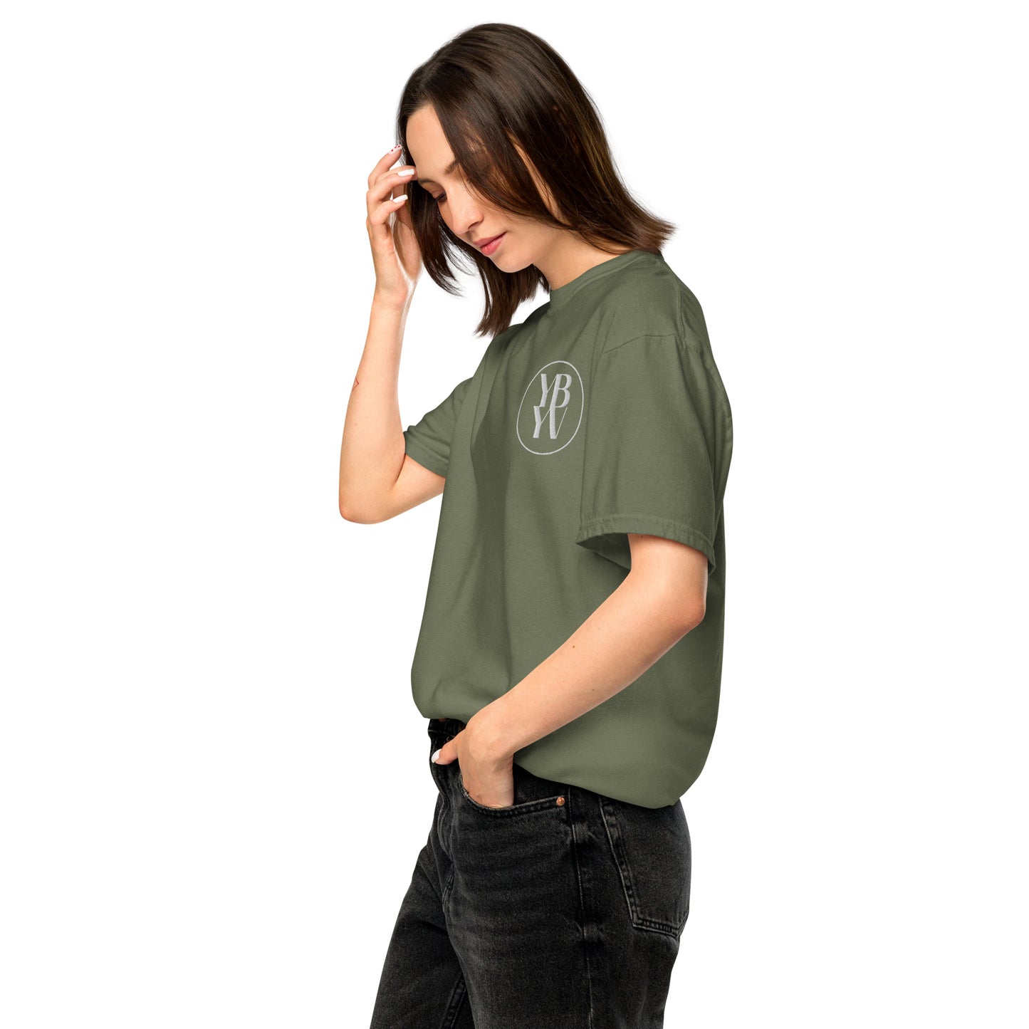 YBYV Comfort Colors T-Shirt with White Embroidered Circle Logo