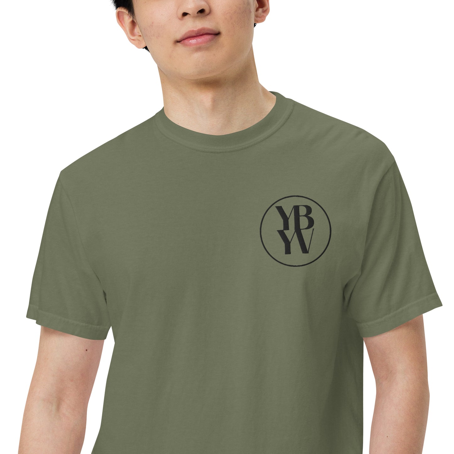 YBYV Comfort Colors T-Shirt with Black Embroidered Circle Logo