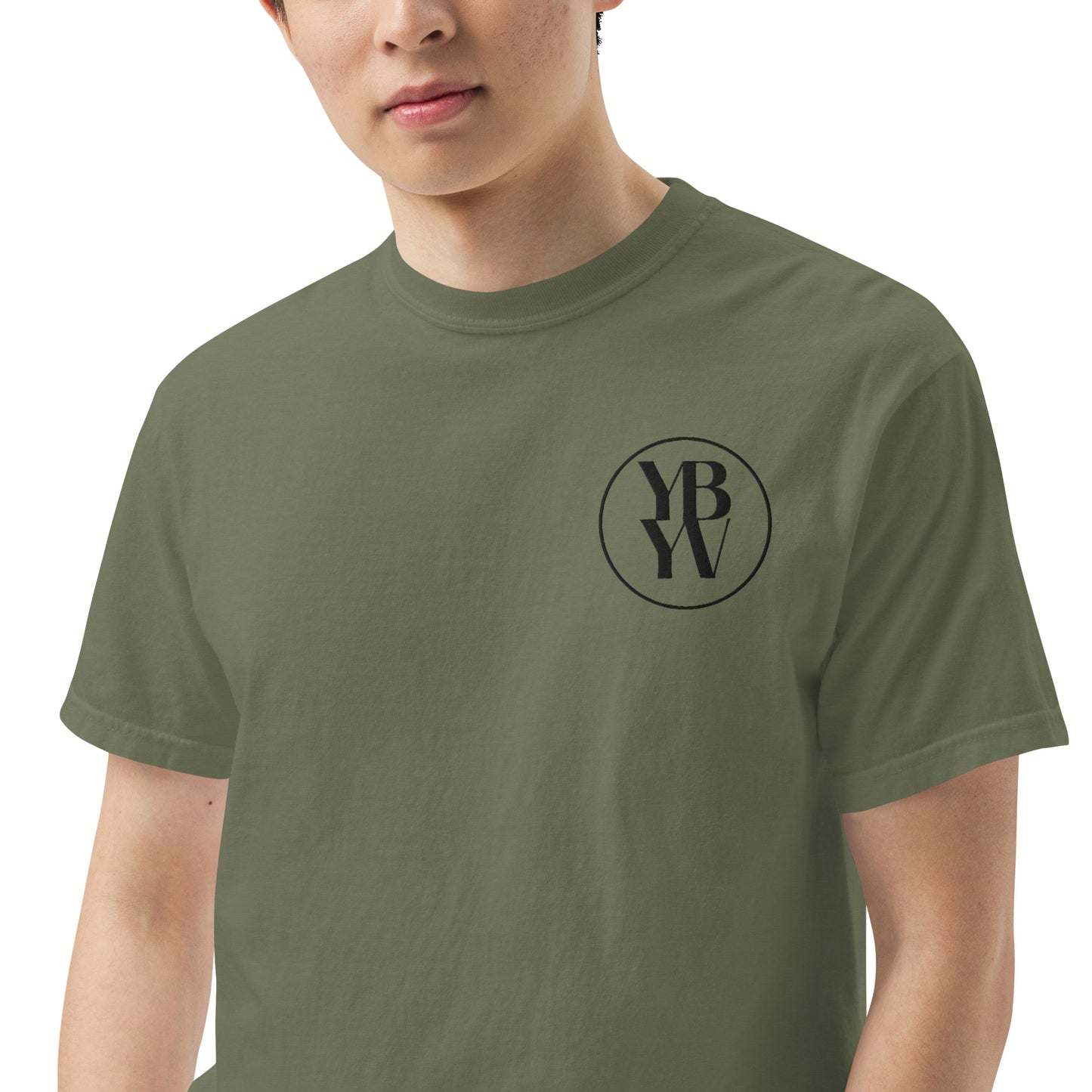 YBYV Comfort Colors T-Shirt with Black Embroidered Circle Logo